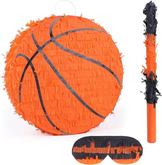 New Basketball Pinata Bundle with a Blindfold and Bat(13 x 13 x 4 Inches),Soccer Ball Pinata for Birthday Party Boys, Perfect for Birthday Party, Sport Theme Party, Decoration