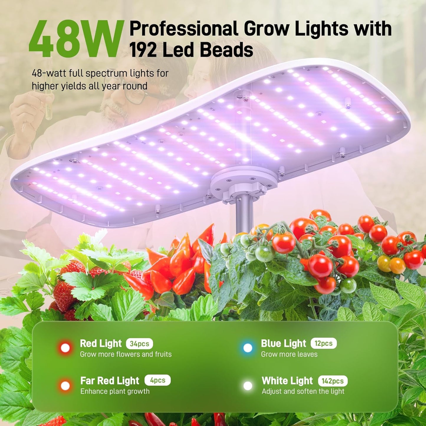 Hydroponics Growing System Kit 15 Pods Misting Herb Garden Indoor Garden Indoor Gardening System 5L Water Capacity 48W Grow Light Gardening Gifts for Women House Warming Gifts New Home (White)