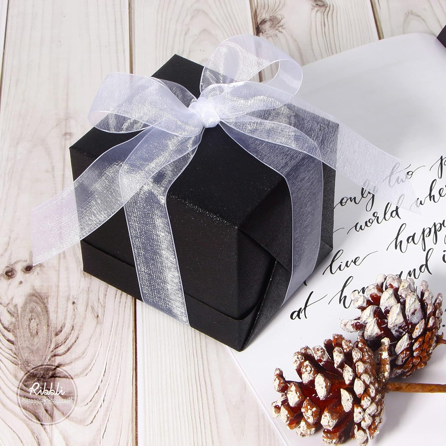 Ribbli White Sheer Organza Ribbon,1 Inches x Continuous 50 Yard Use for Gift Wrapping,Bouquet Wrapping,Wedding Decoration,All Crafting and Sewing