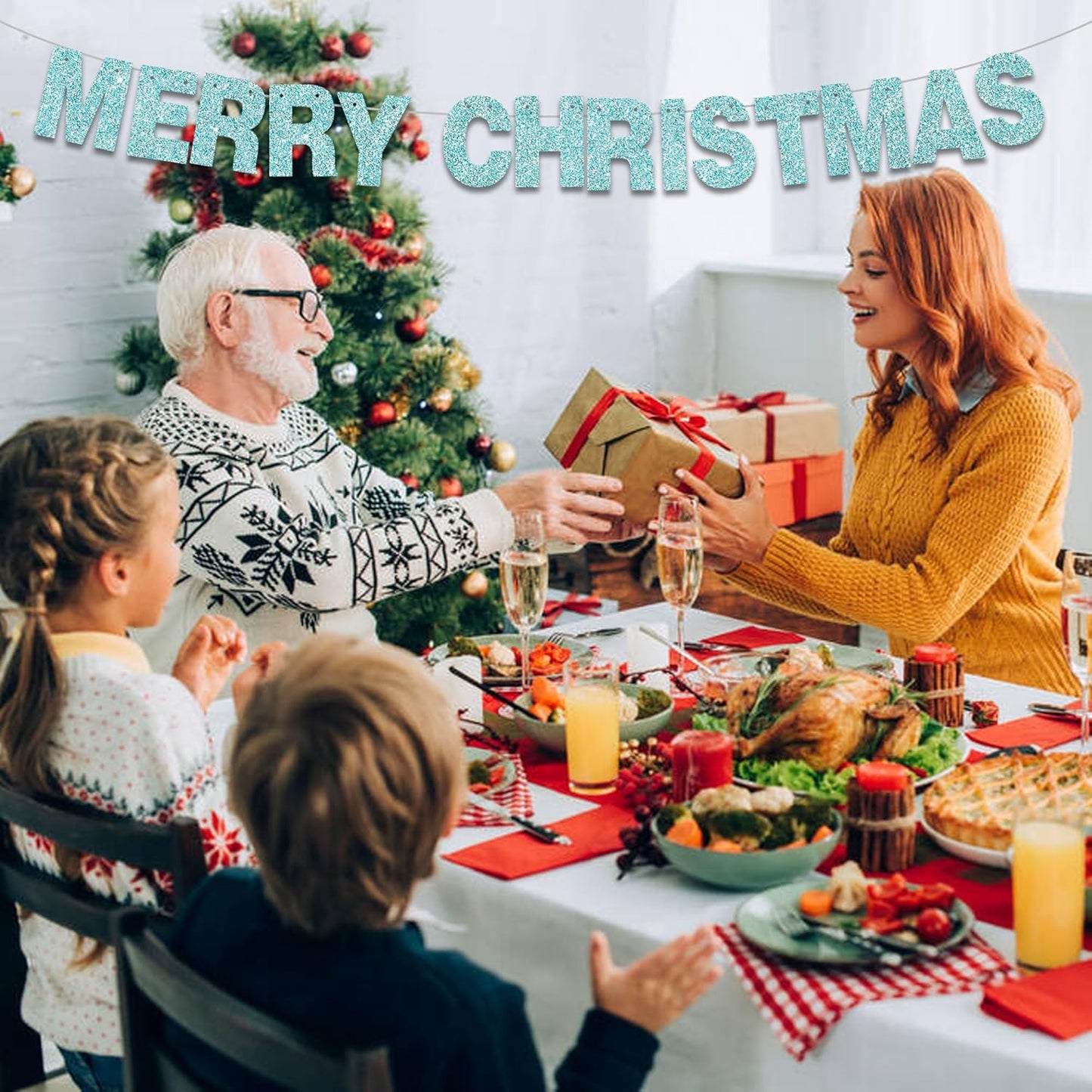 BEISHIDA 116 PCS Glitter Baby Blue DIY Letter Banner Kit Make Your Own Banner，Including 111 Letters and Numbers 3 Rope and 2 Threading Device,Customized for Birthday Graduation Wedding Party Decor