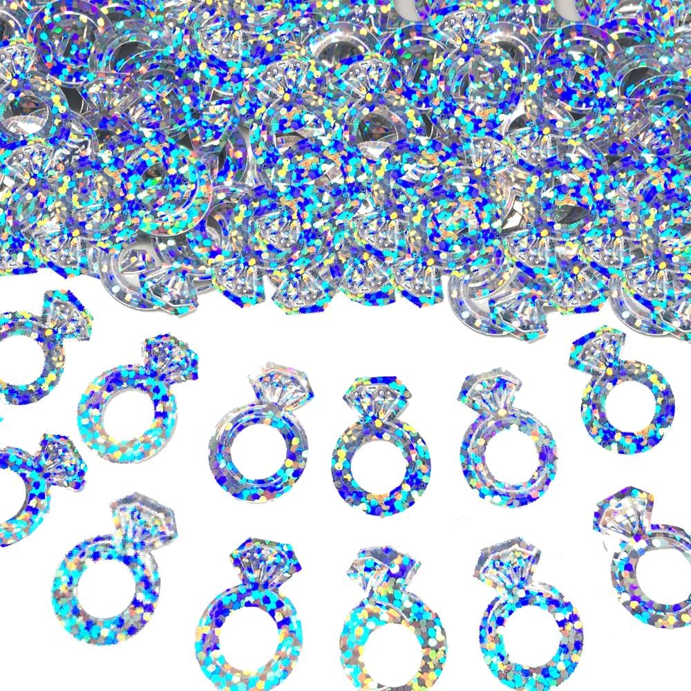 Confetti Ring Sequins Table Confetti Metallic Foil Sprinkles or DIY Birthday Wedding Engagent Theme Party Celebrations Favor Party Supplies(Iridescent Silver)