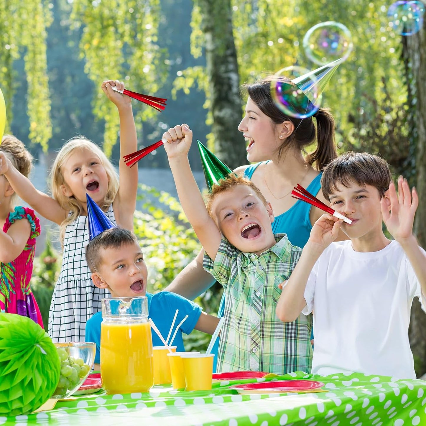 Metallic Fringed Noise Makers, for Noise Makers Party Favors, New Year Party, Baby Shower, Kids Birthday, 24 Pcs, Red