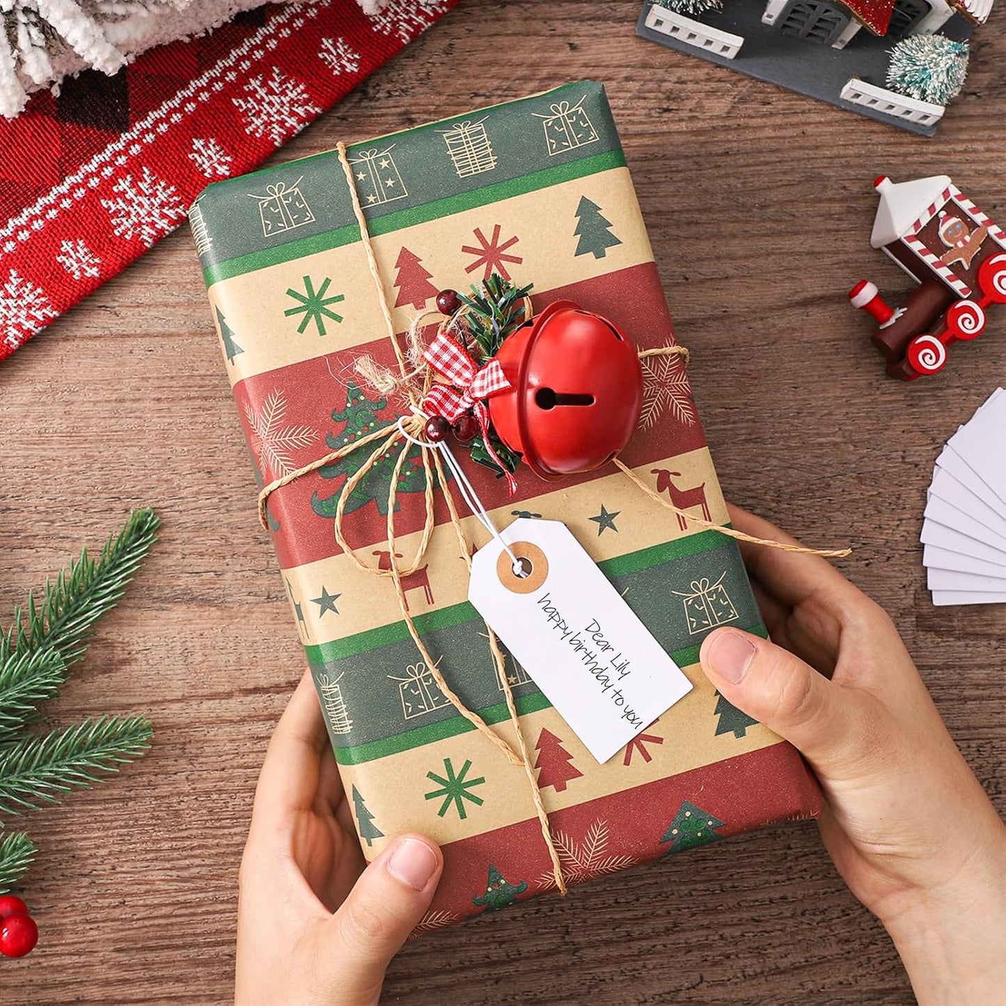 200 Pack White Blank Tags with Elastic String Marking Hang Tags Attached Reinforced Hole Writable Gift Tag for Christmas Gifts Stocking Stuffers 2.75'' x1.37''