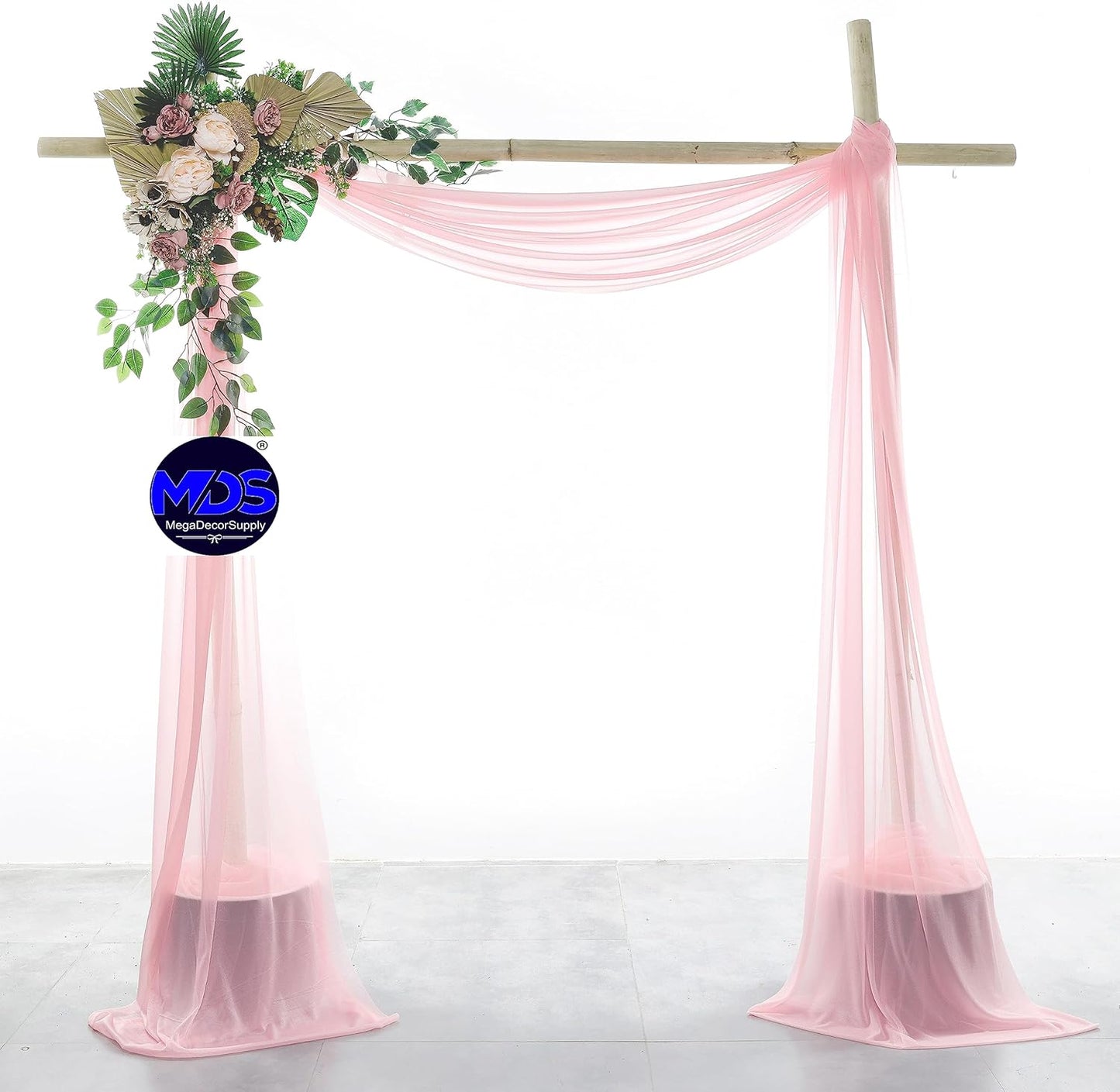 MDS Halloween Chiffon Draping Fabric - 2 Panel, 30" Wide x 50ft Long - Sheer Spooky Arbor & Canopy Drapery for Haunted House Backdrops, Party Ceilings, DIY Costumes & Themed Events - Blush Pink