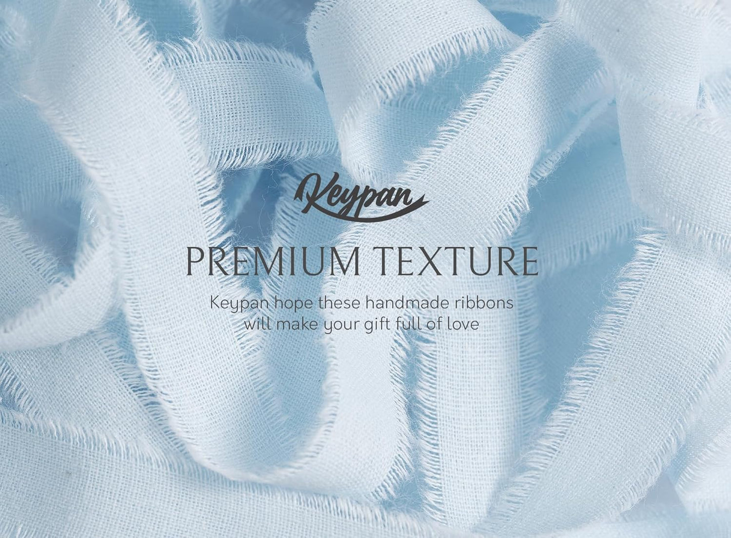 Blue Ribbon 5/8" x 21 Yards with Frayed Fringe Fabric Cotton Ribbons for Gift Wrapping Wedding Invitations Flower Bouquet Baby Shower