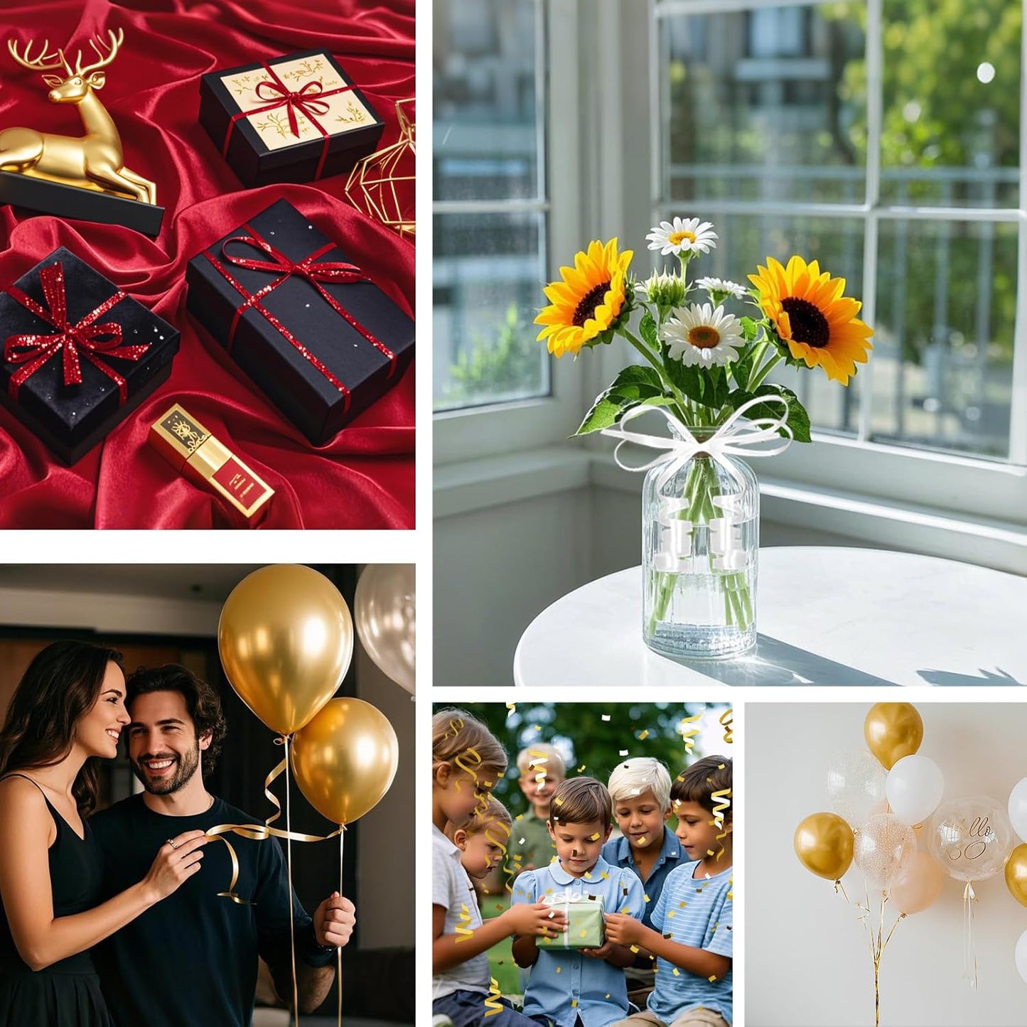 500 Yard Curling Ribbon, 3/16" White Gradient Curly Ribbons for Crafts, Balloon String Ribbon for Balloons, Gift Wrapping Ribbons for Christmas Halloween Birthday Party Decorations