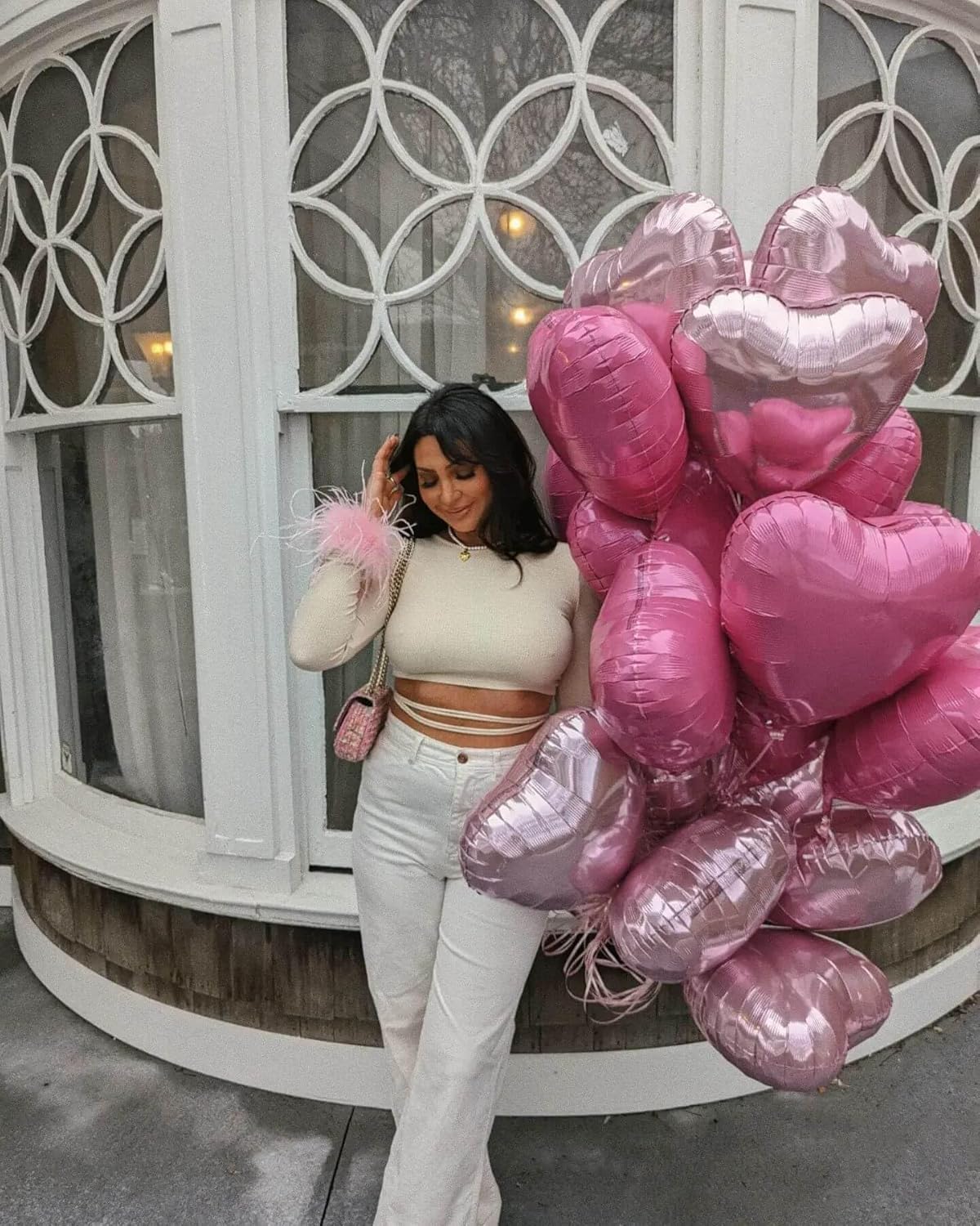 Hot Pink Heart Shaped balloons Pack of 12,18 Inch Silver Love Valentine Balloons Pink Heart Romantic Balloons For Valentines Day Wedding Bridal Shower Engagement Anniversary Party Decorations