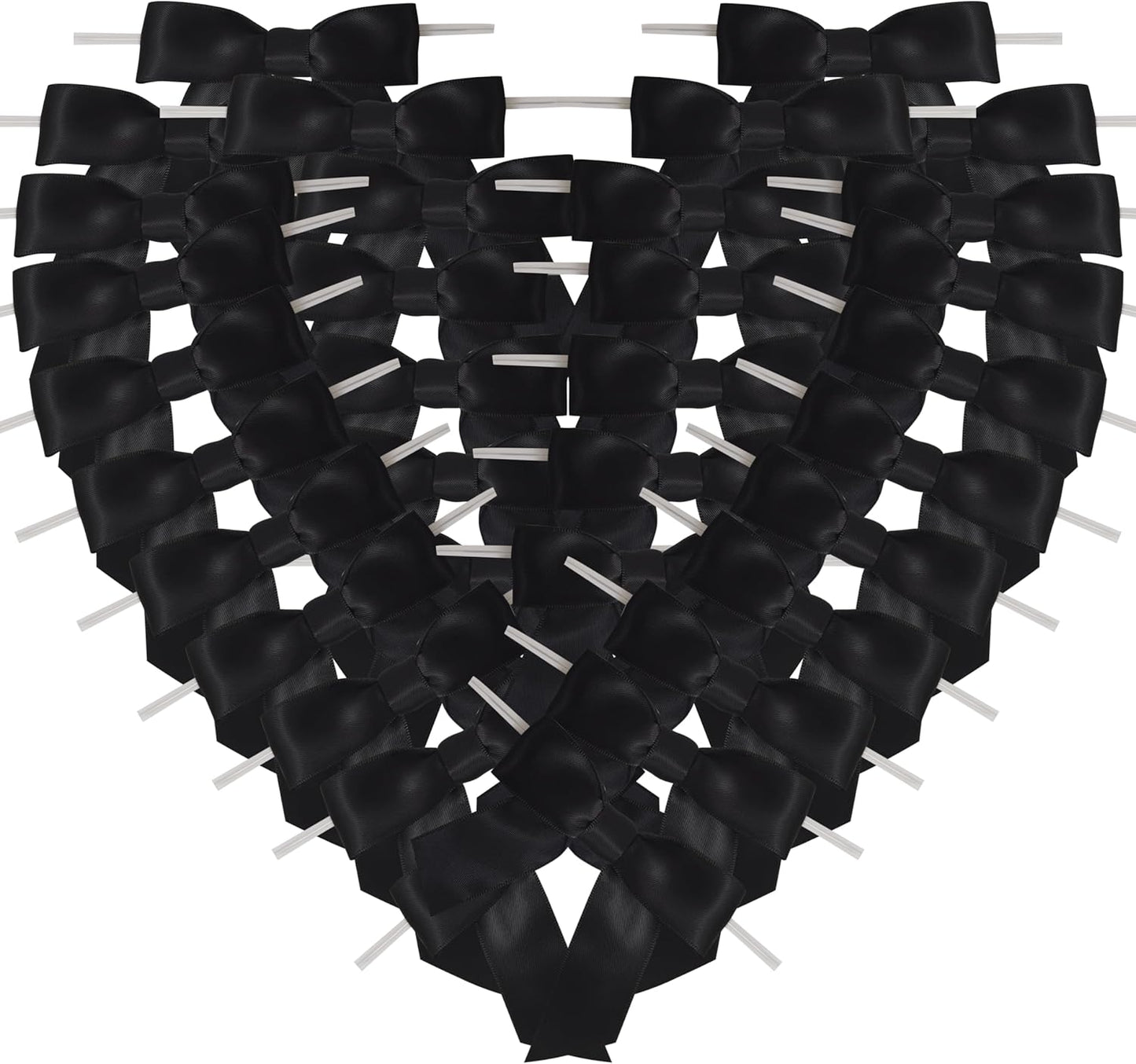 50pcs 3-1/2" Black Satin Ribbon Bows with Twist Ties Giant Bows for Fathers' Day 7th of July Gift Packing&Wrapping (Black)