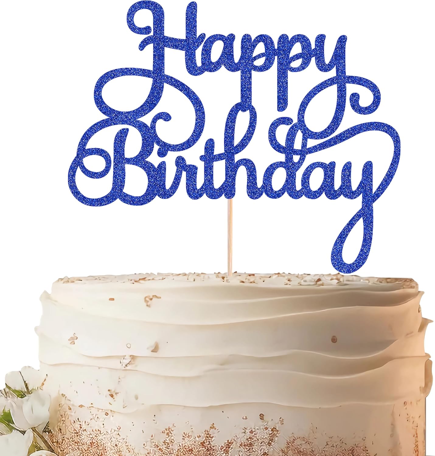 Happy Birthday Cake Topper - Royal Blue Glitter Birthday Party Cake Decoration Supplies - Happy Birthday Cake Decor, for Anniversary/Birthday Party Supplies Photo Booth Props