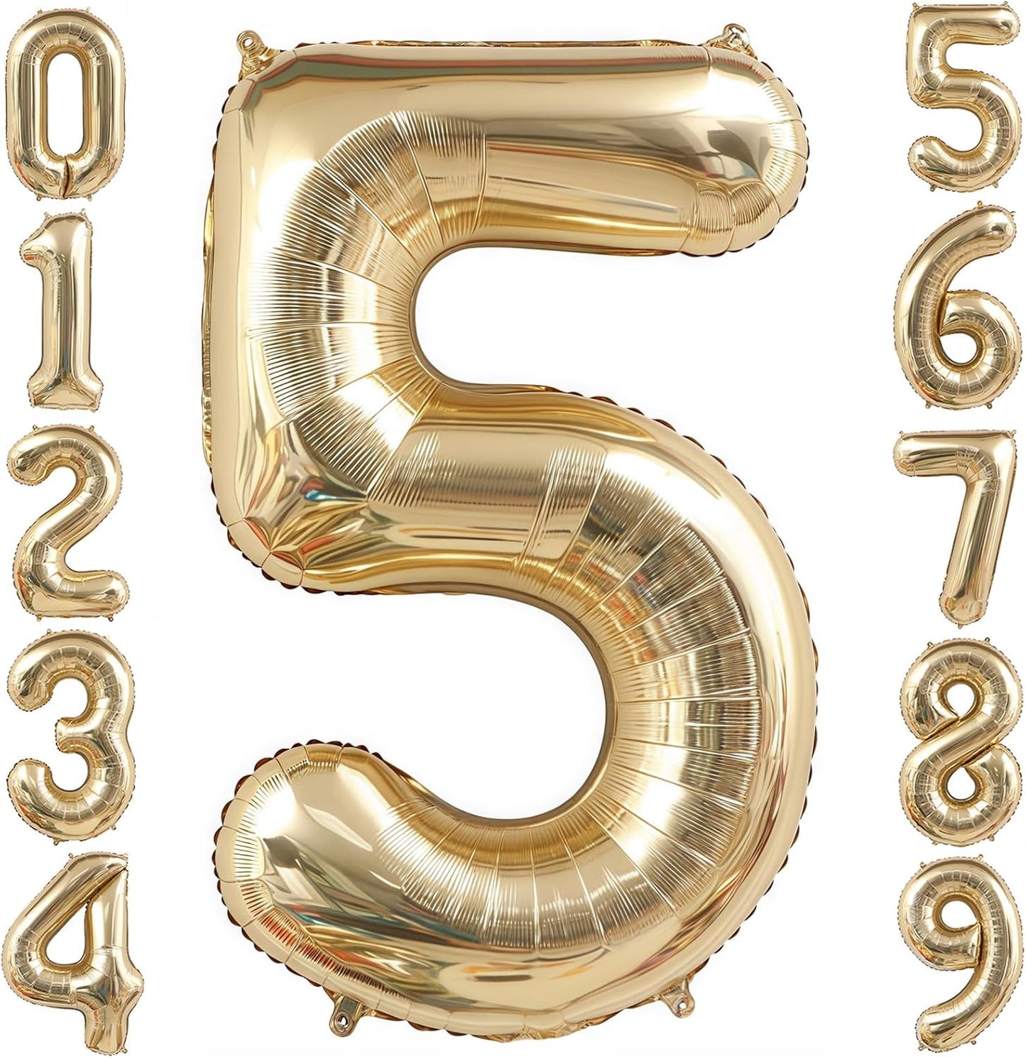 Champagne Gold 5 Balloon,40 Inch Light Gold Number 5 Balloon Big Foil Mylar Helium 5 Balloon for Birthday Party