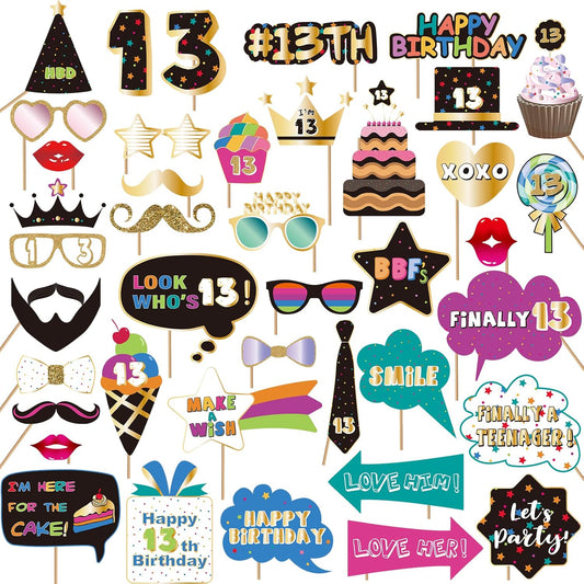 BRT Bearingshui 13th Photo Booth Props - Birthday Party Accessories, Signs & Decorations
