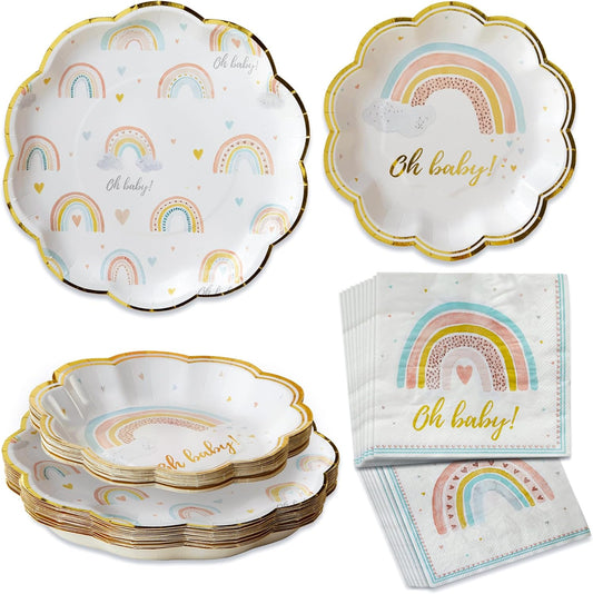 Kate Aspen Boho Rainbow Baby Shower Decorations, One Size, 62 Pc Party Tableware Kit