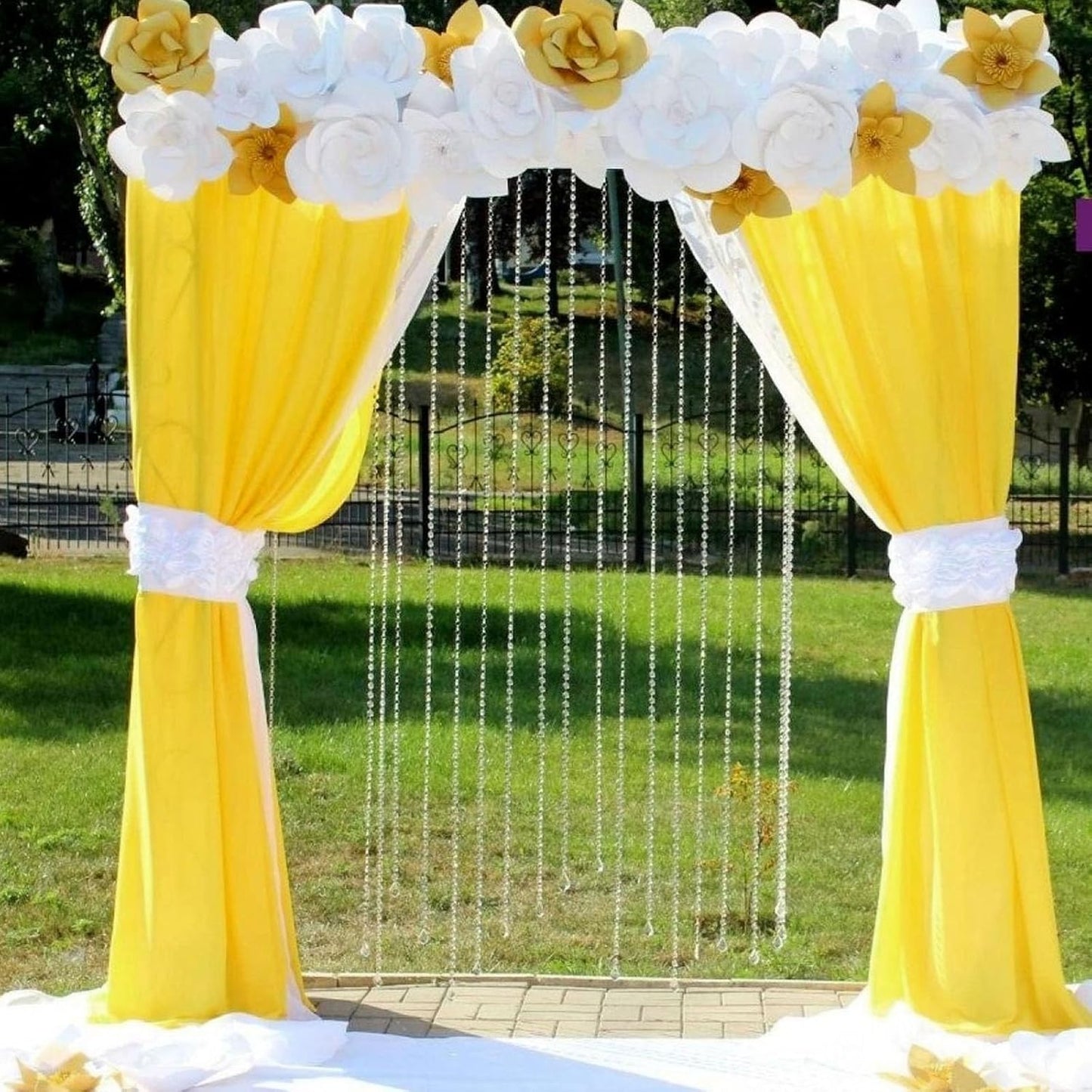 2 Panels Yellow Backdrop Curtain, 10 x 7 Feet Background Curtains for Parties, Weddings, Baby Showers, Bachelorette Halloween, Christmas Birthday Party Photoshoot Backdrop Curtains Decorations