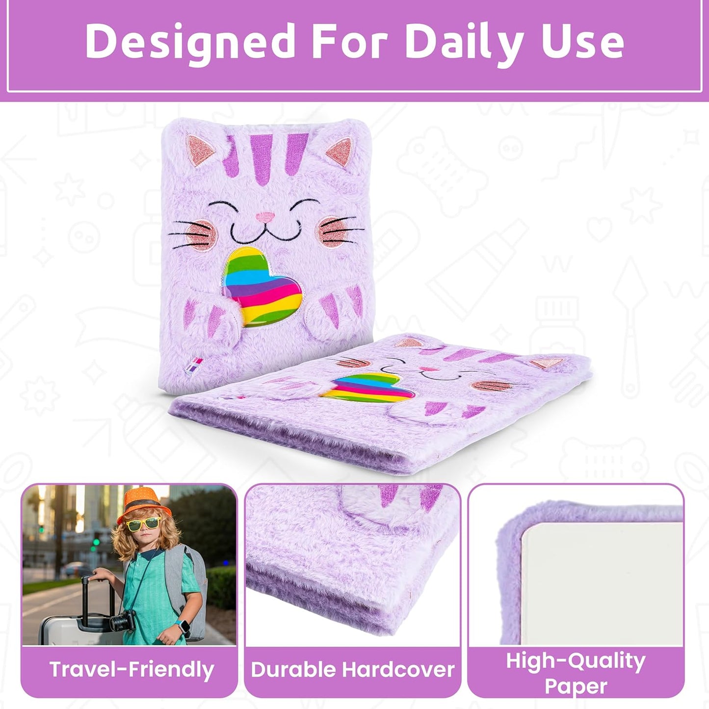 VOTUM Sketch Book: Personalized Artist Sketchbook: Sketching, Drawing and Creative Doodling. Notebook and Sketchbook to Draw and Journal with Stickers and Pens (Cat)