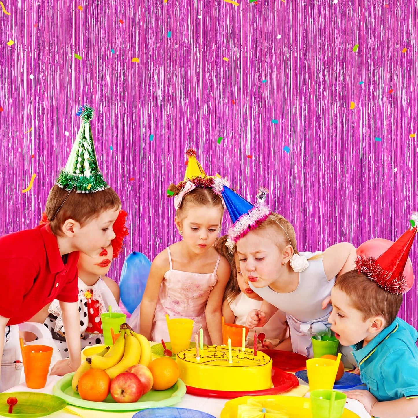 2 Pack Hot Pink Backdrop Curtain, Door Streamers, Party Streamers Decorations Rose Red Birthday Wedding Decorations Foil Fringe Photo Backdrop Party Supplies Fiesta Grad Theme Christmas Decorations