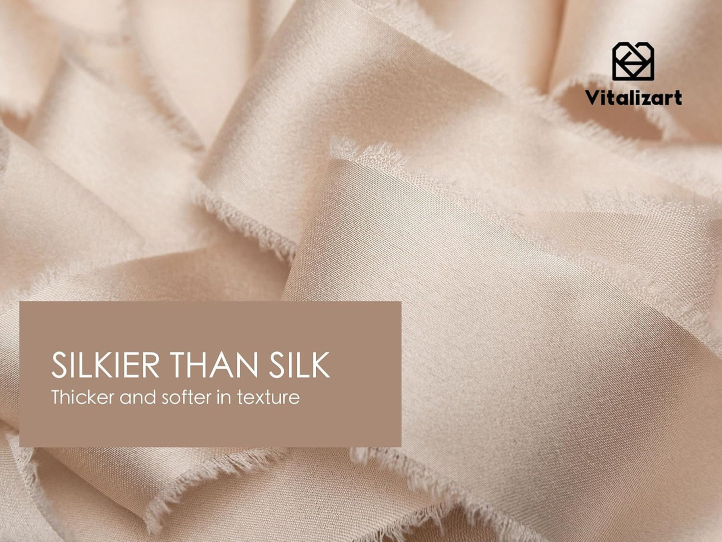 Vitalizart Silk Like Satin Ribbon 1 inch x 30 Yard Light Nude Handmade Frayed Ribbons for Gift Wrapping Baby Shower Wedding Bridal Bouquets Holiday Decor