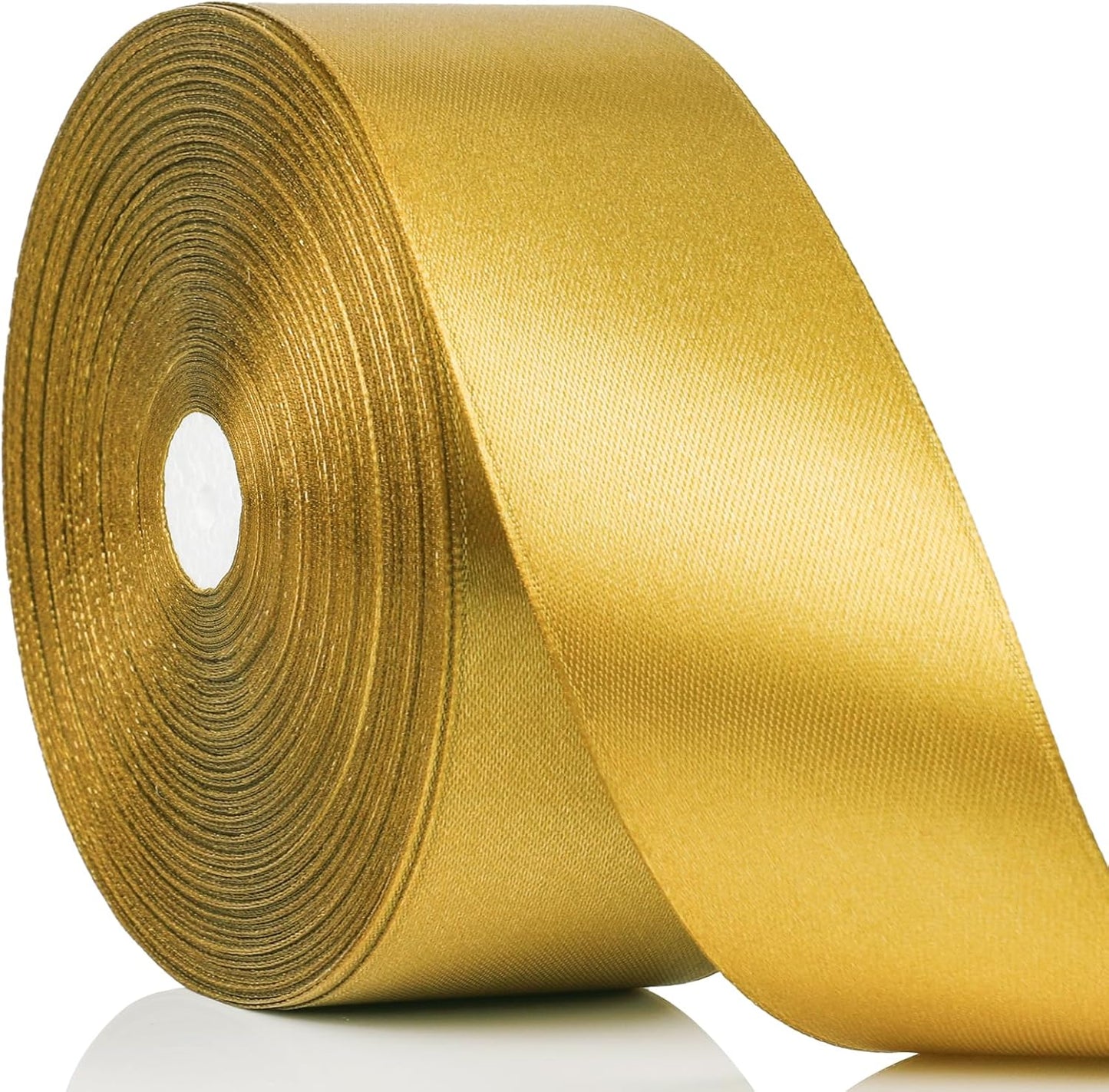 NESCCI 100 Yards Ribbon,1-1/2 Inch Gold Satin Ribbon,Single Face Satin Ribbons,Perfect for Gift Wrapping,Wedding Decoration,Handmade Bows,Wrapping Bouquet, Halloween, Christmas