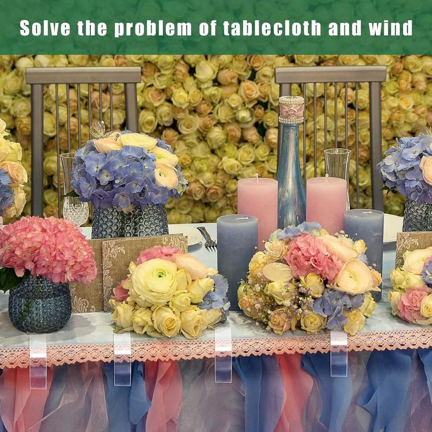 Eccliy 300pcs Transparent Clear Tablecloth Clips Plastic Table Cloth Clips Windproof Table Cover Holder Clamps Tablecloth Cloth Holder for Christmas Wedding Party Indoor Outdoor Camping Picnic (Curve)