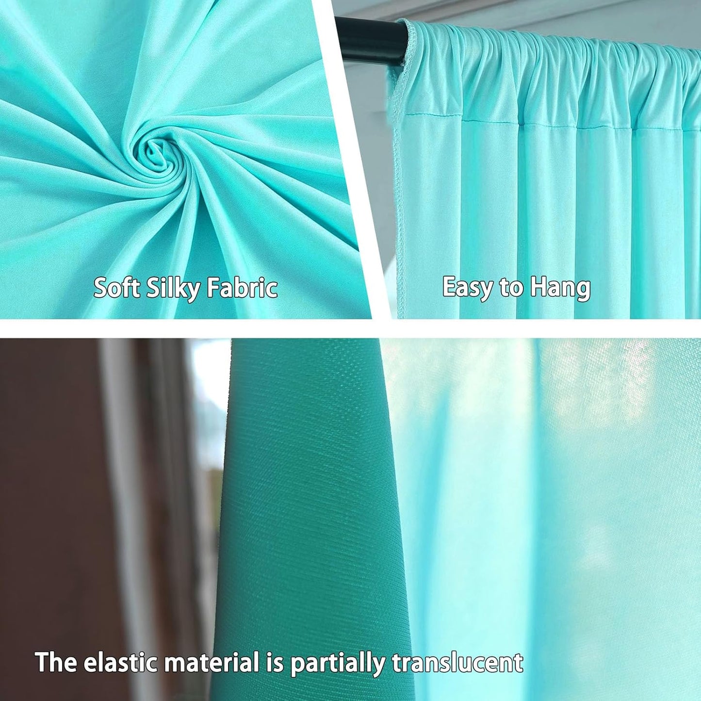 10 x 7 Feet Blue-Green Backdrop Curtain for Partie, Background Curtains for Photoshoot, Birthday, Wedding, Halloween, Thanksgiving, Christmas Day, New Year Party Decorations 5Ft x 7Ft, 2 Panels