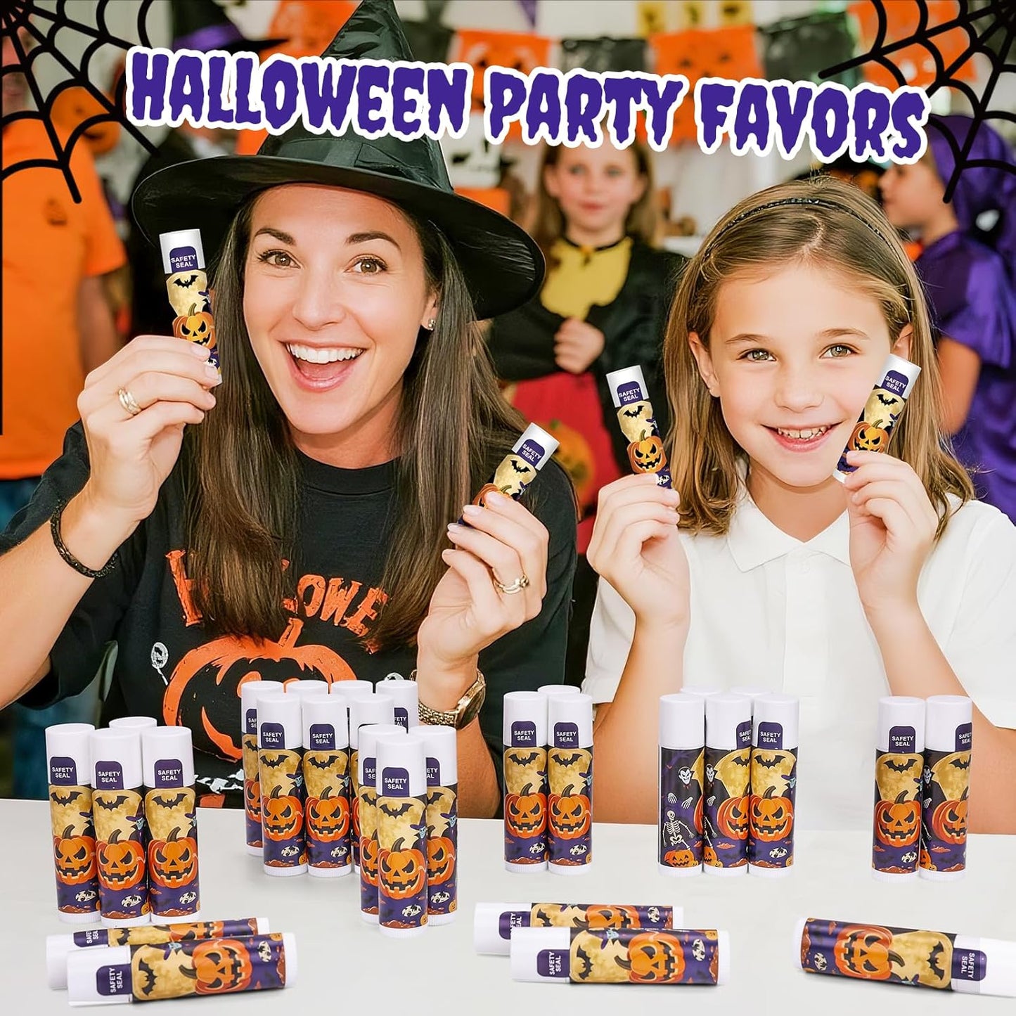 DMSKY 60 Pcs Halloween Lip Balm Bulk, Halloween Party Favors Bulk, Halloween Goodie Bags Fillers for Trick or Treat