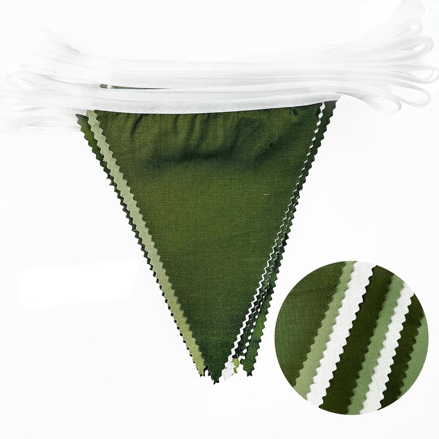32Ft Olive Green Party Decorations Sage Green Triangle Flag Fabric Banner Pennant Garland Streamers for Birthday Wedding Woodland Baby Shower Jungle Safari Summer Golf Outdoor Party Decor