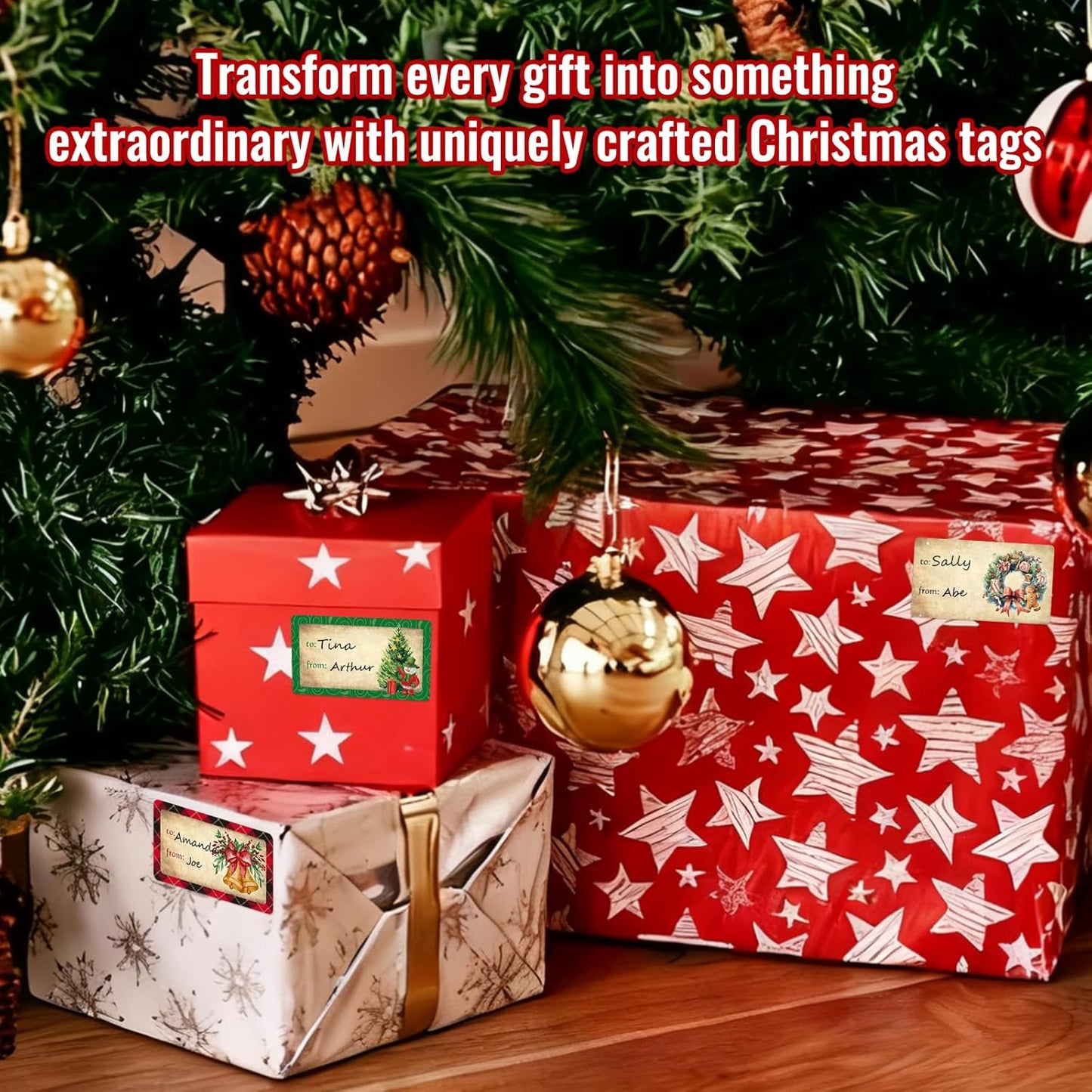 500 PCS Christmas Gift Tags Christmas Santa Claus Stickers Self Adhesive Vintage Christmas Tag Christmas Festival Holiday Decor