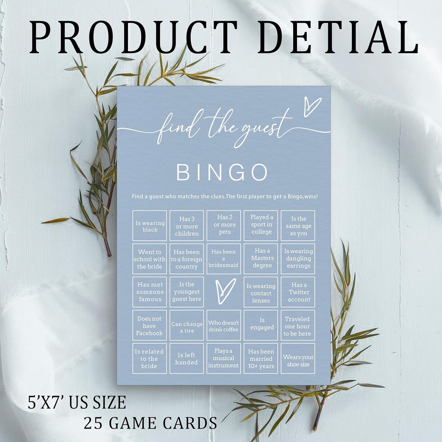 Fun Wedding Shower Bingo 25Pcs Prefilled Find The Guest Bingo Game Cards Engaging Bridal Party Entertainment for Wedding Shower, Engagement Party & Reception for Minimalist Newlywed Game - B15