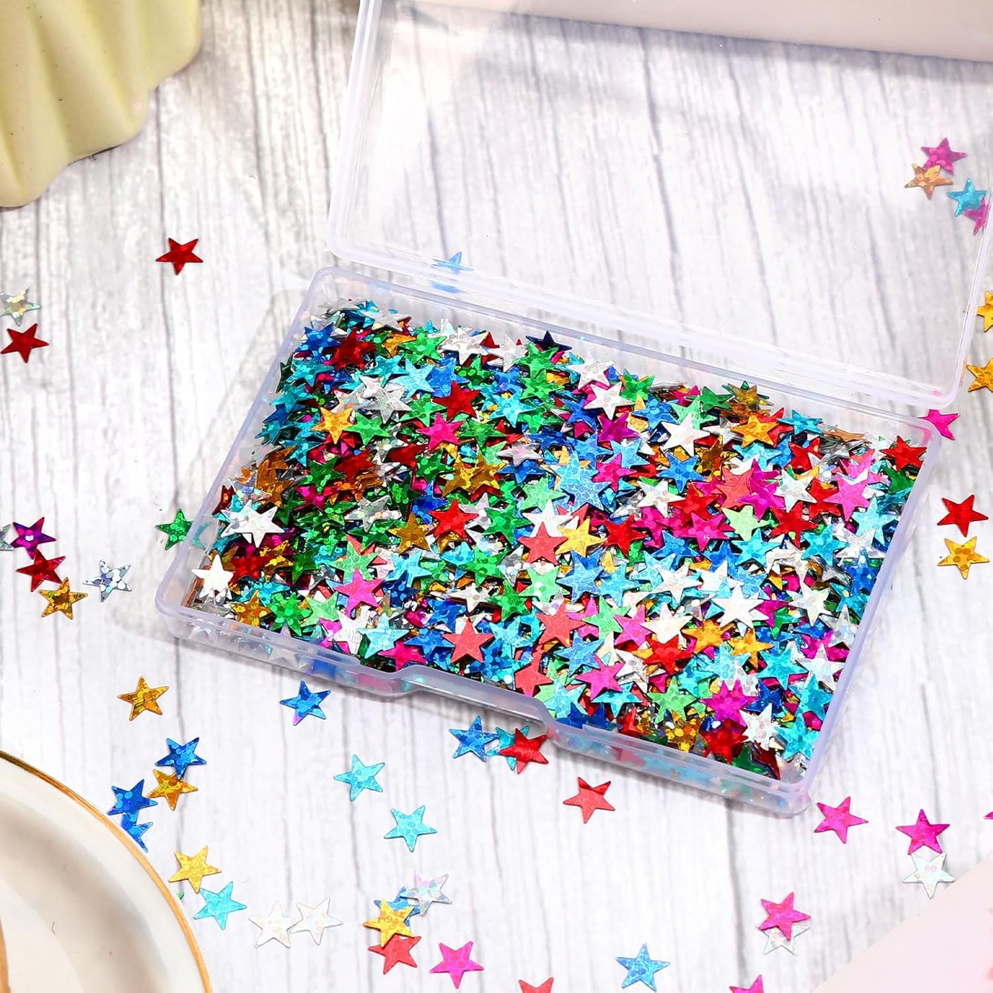 MARFOREVER Rainbow Star Confetti, Glitter Star Confetti Birthday Scatter Table Centerpiece Metallic Sequin Sprinkles Stars for Baby Shower Wedding Christmas Valentine Party Decorations