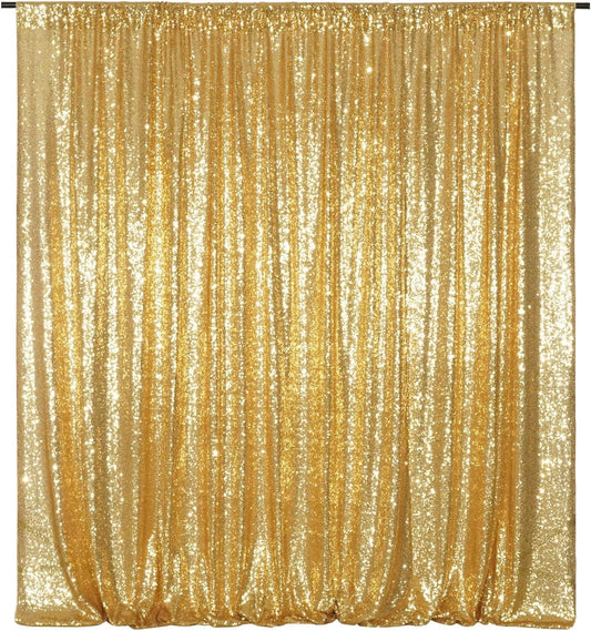 Poise3EHome Gold Sequin Backdrop Curtain, 10Ft x 10Ft Golden Glitter Photography Background Curtains, Sequence Backdrop Drapes for Party Festival Decor
