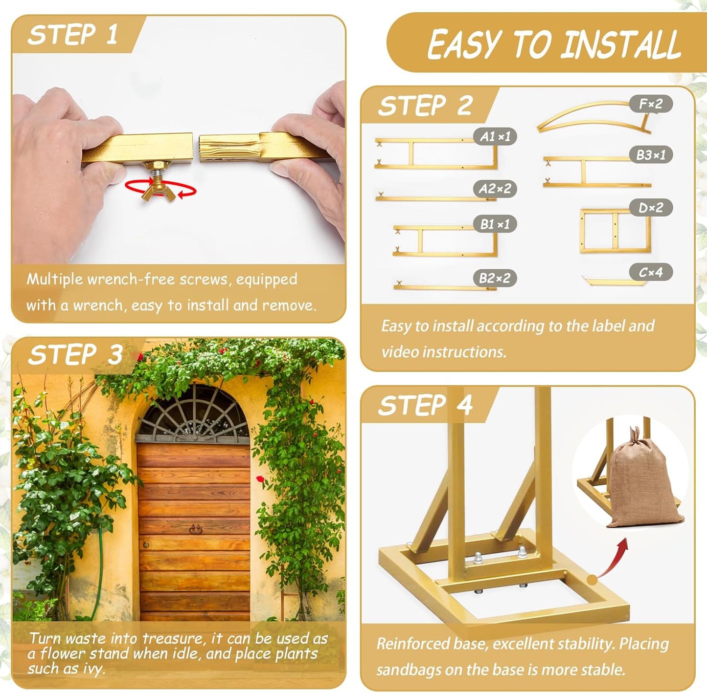 Wedding Arch Stand - 2pcs Large 8.2&6.9Ft Balloon floral Arch Stand Half Arch Flower Frame Photography Backdrop stand, Metal Heavy Firm Base for Bridal &Ceremony Baby Shower Birthday Party Decor,White