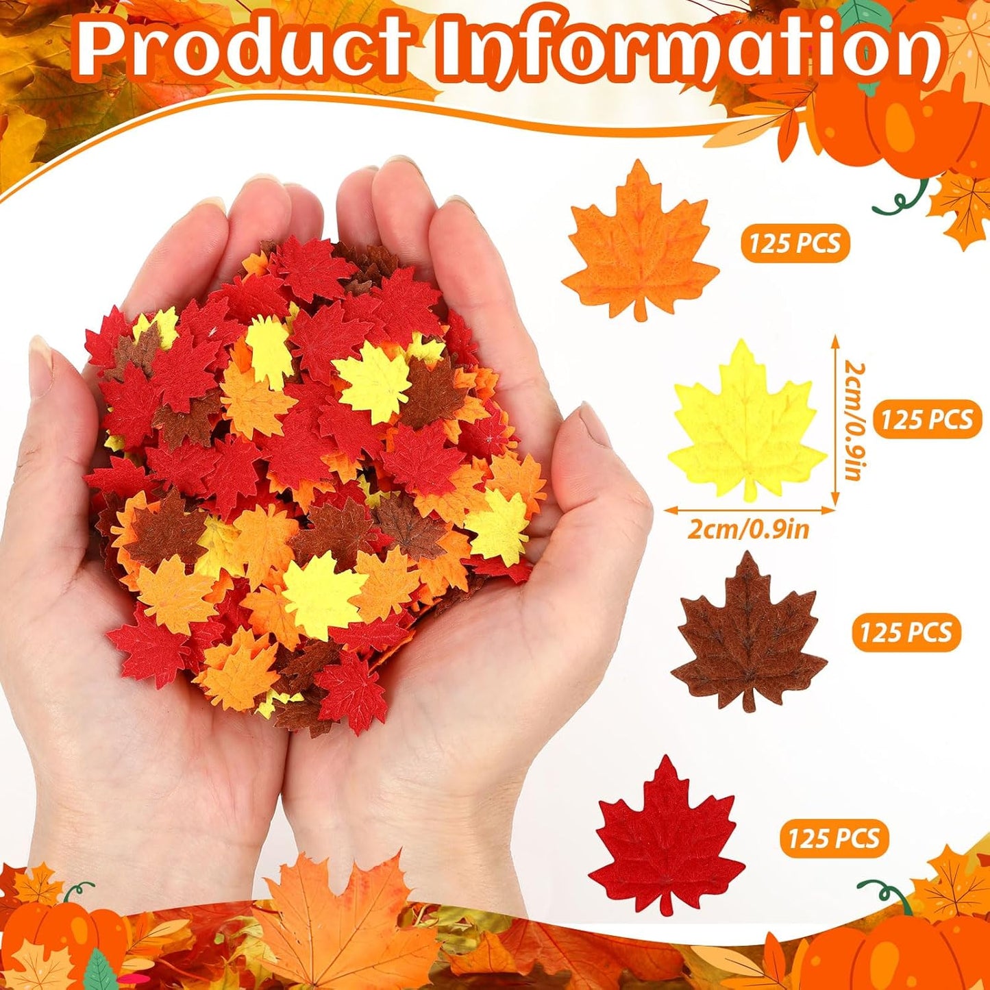 MARFOREVER Fall Felt Maple Leaf Confetti, 500Pcs Thanksgiving Leaves Confetti Decorations Mixed Fall Colors Table Scatter Centerpiece for Fall Art Crafts Supplies Thanksgiving Party Accessories