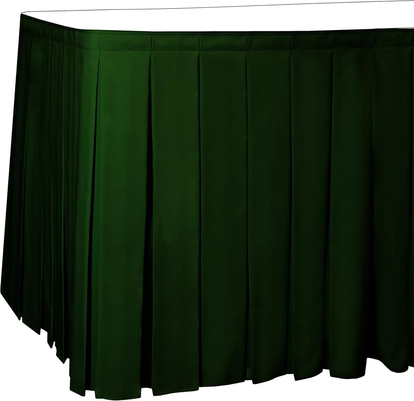 Ultimate Textile Pleat Polyester Fabric Table Skirt - Machine Washable Flame Resistant with Clips for Events, Weddings & Trade Shows, Cut & Sewn in Paterson, NJ - Hunter, 14' Box Pleat