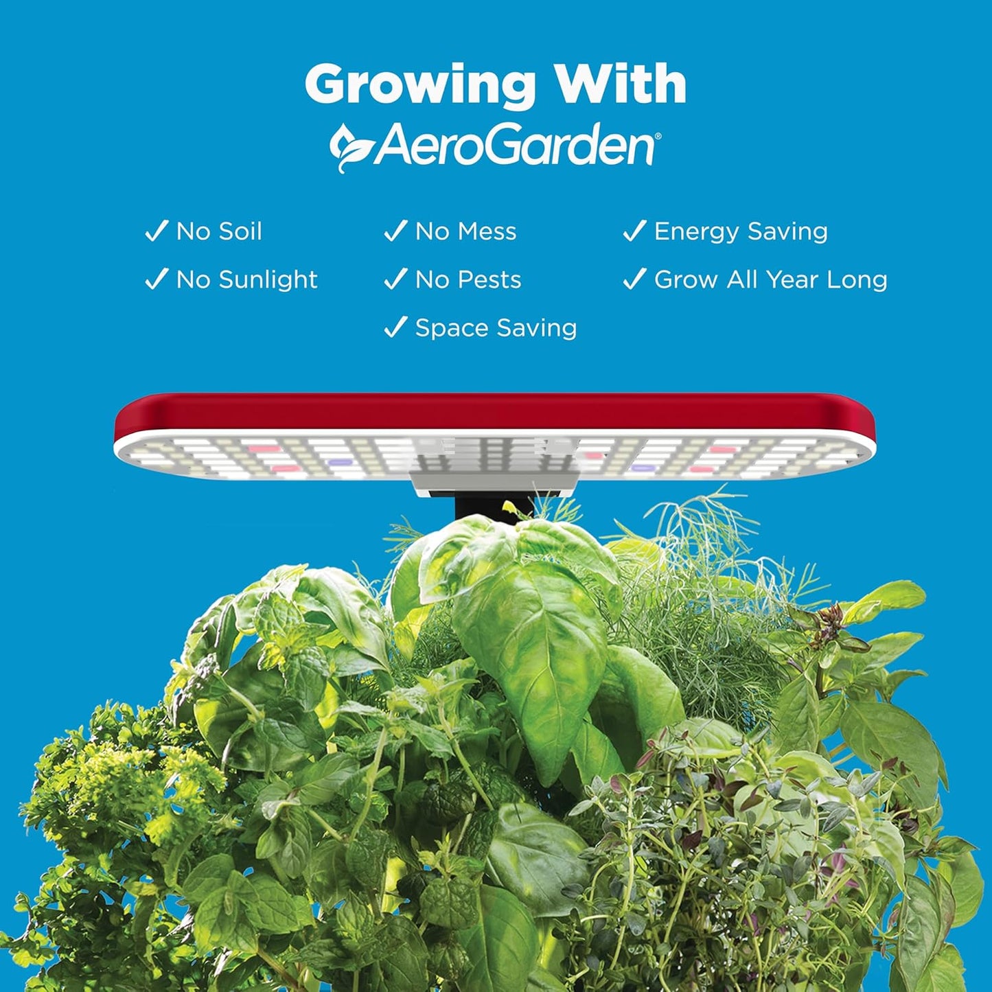 AeroGarden Harvest Lite, Indoor Garden Hydroponic System with LED Grow Light, Holds up to 6 AeroGarden Pods, Cherry Red