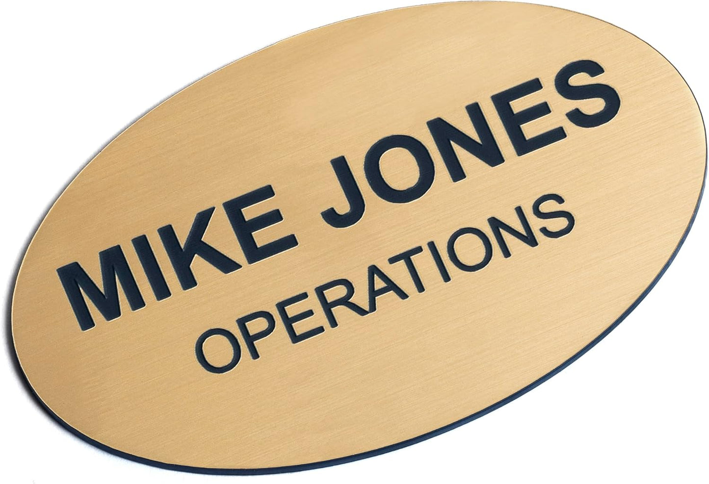 Custom Engraved Name Tag Badges – Personalized Identification with Pin or Magnetic Backing, 3.2 Inch Oval, European Gold/Black