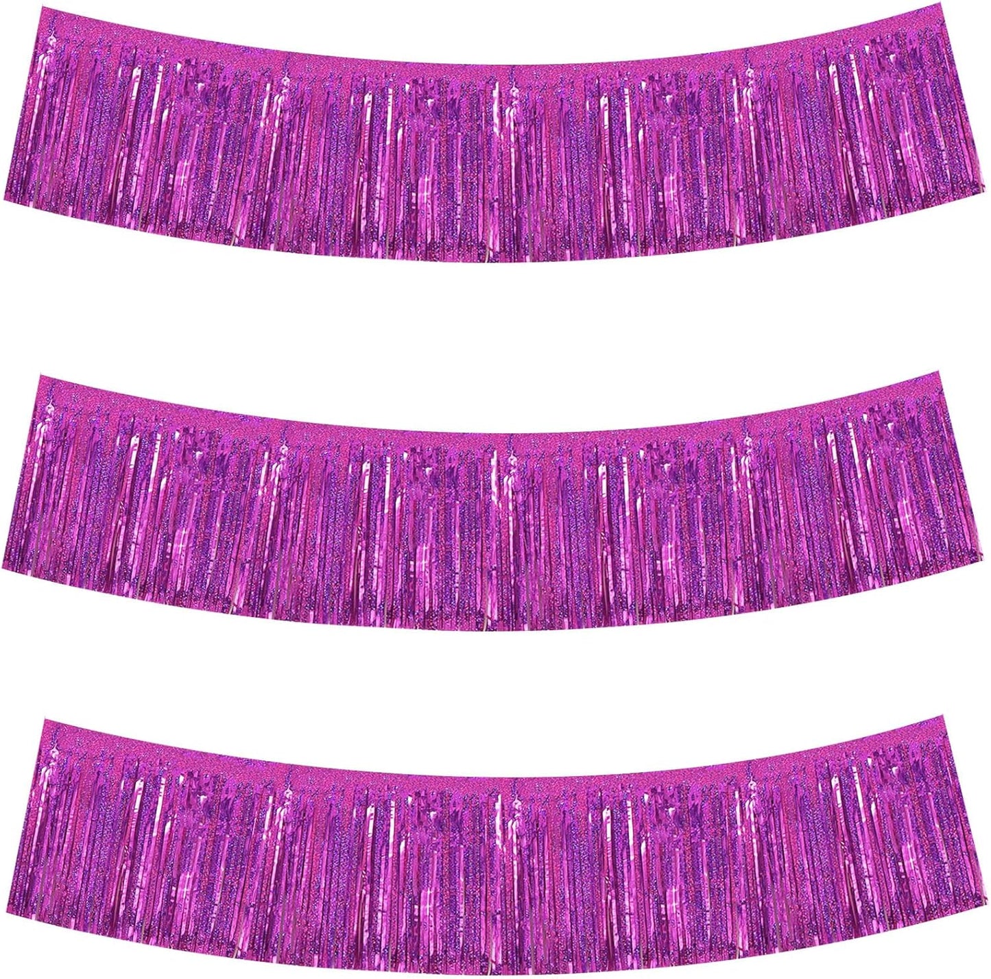 BEISHIDA 3 Packs Metallic Foil Fringe Garland Laser Rose Red Wall Hanging Tinsel Fringe Banners for Car Floats Bridal Shower Wedding Birthday Easter Graduation Holiday Party Decoration(30 Feet)