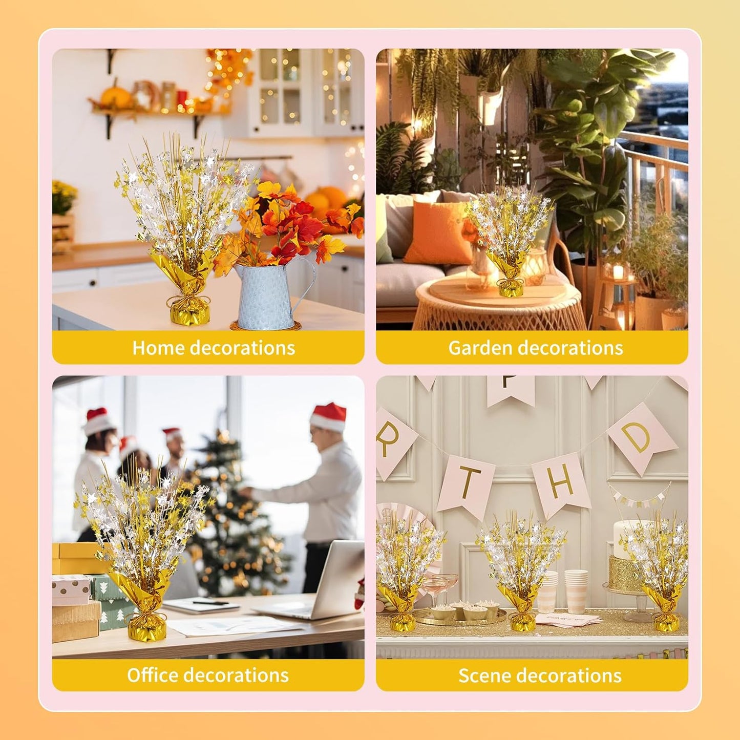 6 Pack Star Table Centerpieces for Party, Birthday Table Decorations for Kids Adults, Party Centerpieces for Tables for Wedding Baby Shower Graduation Holiday Event (Gold Silver)