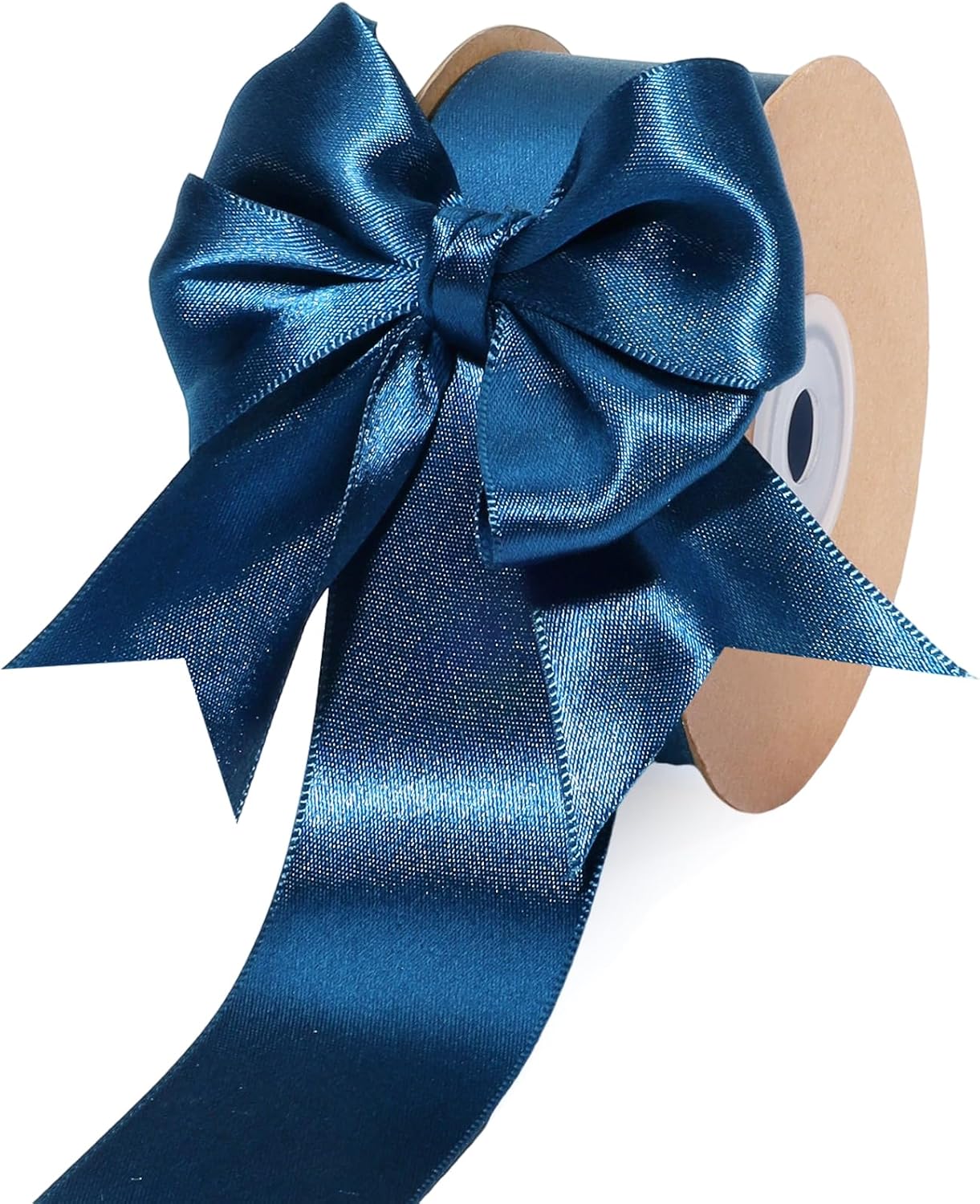 LaRibbons Navy Satin Ribbon 1 1/2 Inch 50 Yards Luxury Double Faced Blue Silk Ribbon for Flower Bouquet Crafts Gift Wrapping Wedding Bow Decoration