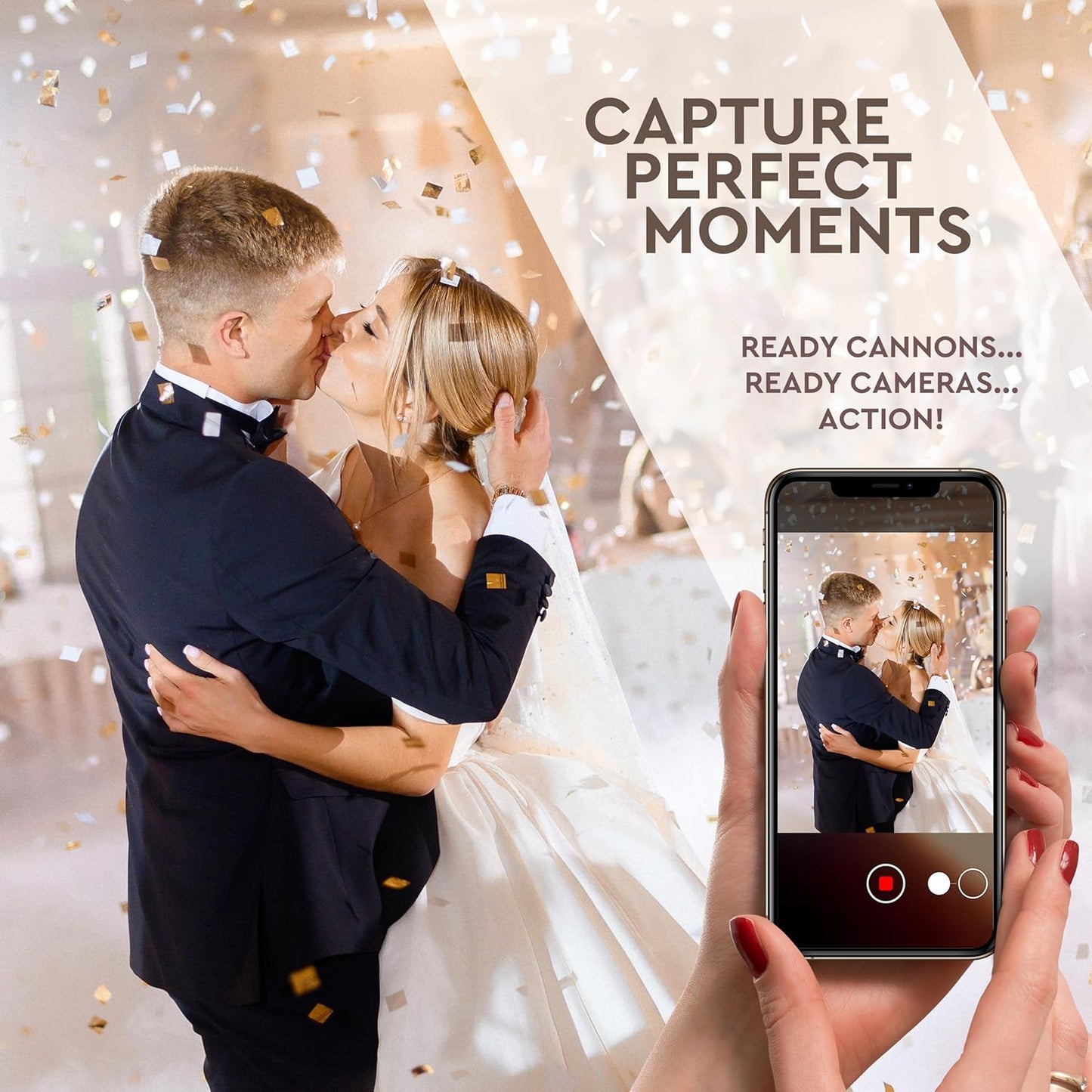 SILVER Confetti Poppers - 16" BIODEGRADABLE SILVER Confetti Cannon (Silver Party Poppers/Glitter/Bomb) Compressed Air Popper, Loud POP, For Wedding Send Off, Wedding Supplies, Birthday Party