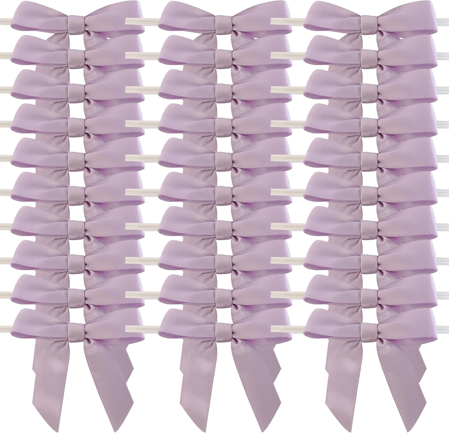 50pcs 2-1/2" Lavender Satin Ribbon Bows with Twist Ties Mini Ribbon Bows for Candy Partiy Decoration Gift Packing&Wrapping Accessoried(Lavender)