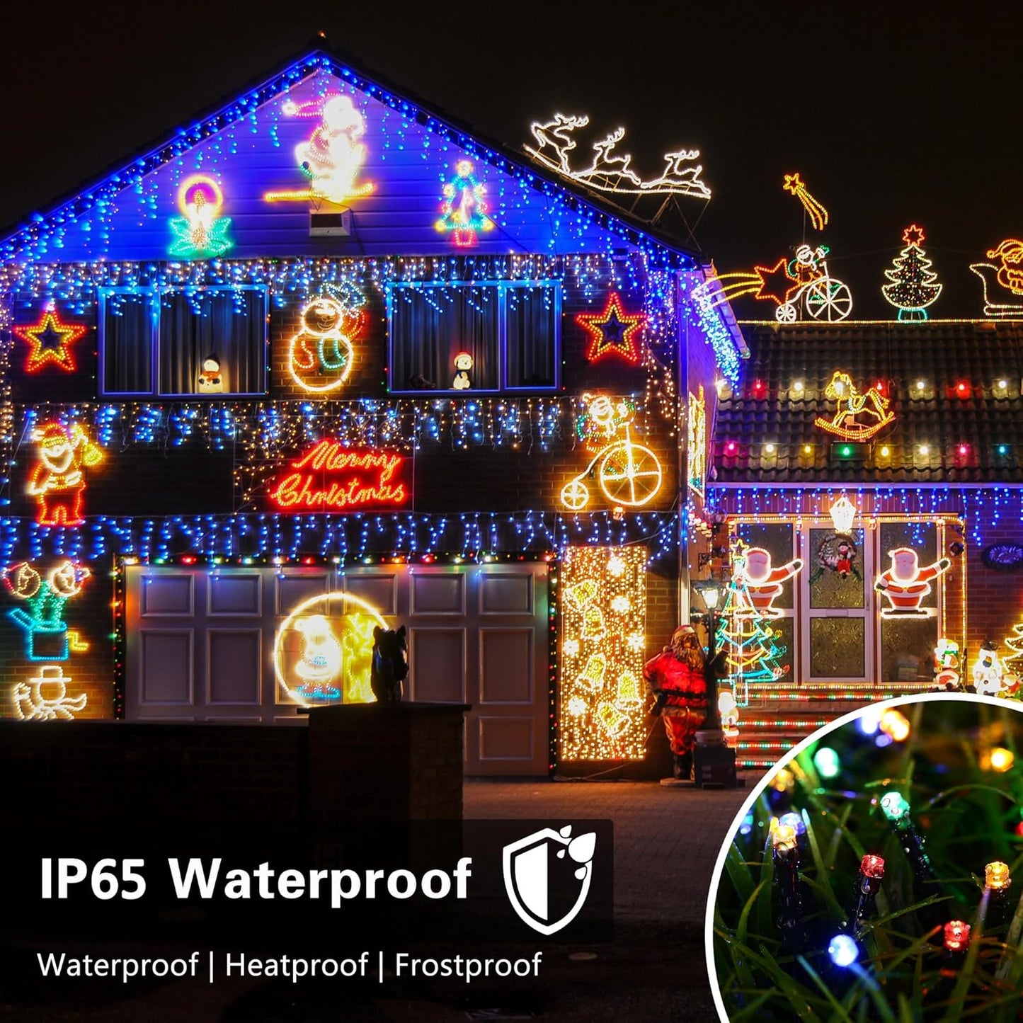 Toodour Solar Christmas Lights Outdoor, 2 Packs Total 144ft 400 LED Solar String Lights with 8 Mode, Outdoor Christmas String Light for Garden, Patio, Fence, Balcony, Xmas Tree Decor - Multicolor