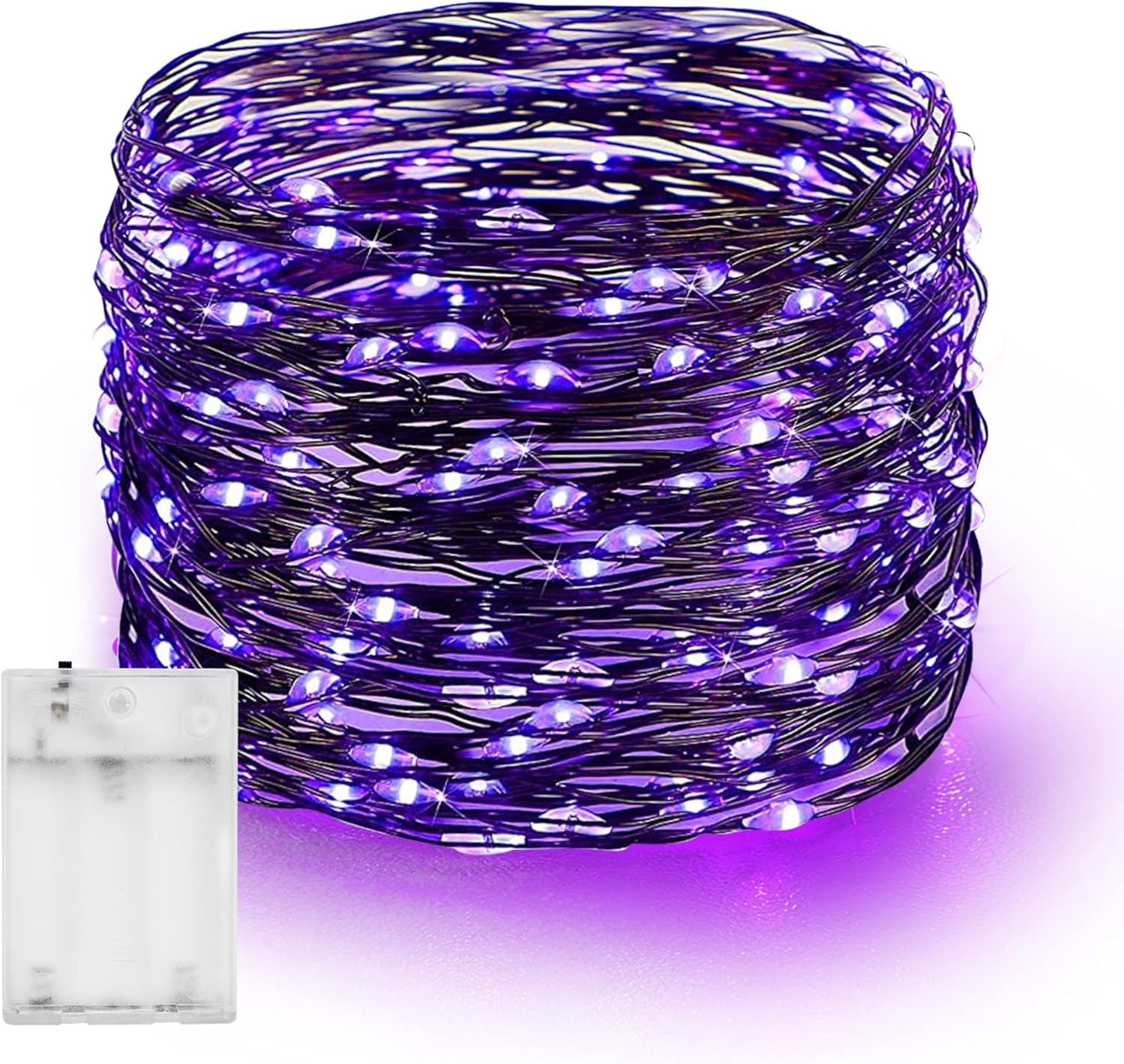 Dazzle Bright Halloween Fairy String Lights, 20 FT 60 LED Copper Wire Battery Operated Waterproof Lights, Halloween Decorations for Indoor Home Room Outdoor Garden Patio Party Decor (Purple)