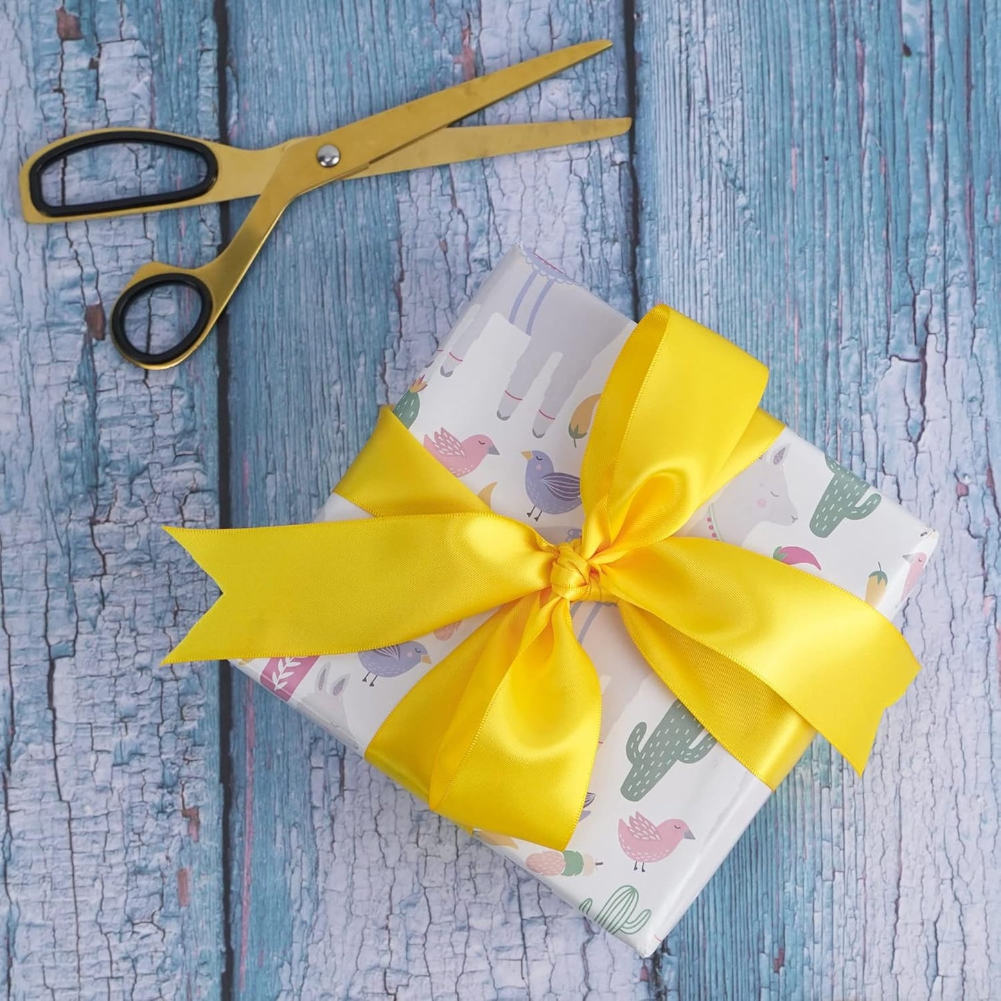 HUIHUANG Yellow Ribbon Satin 1-1/2" Wide Double Face Polyester Satin Ribbons for Crafts, Thick Silk Ribbon for Gift Wrapping Hair Bows Floral Bouquet Cake Box Thanksgiving Decor Party Favor-50 Yards