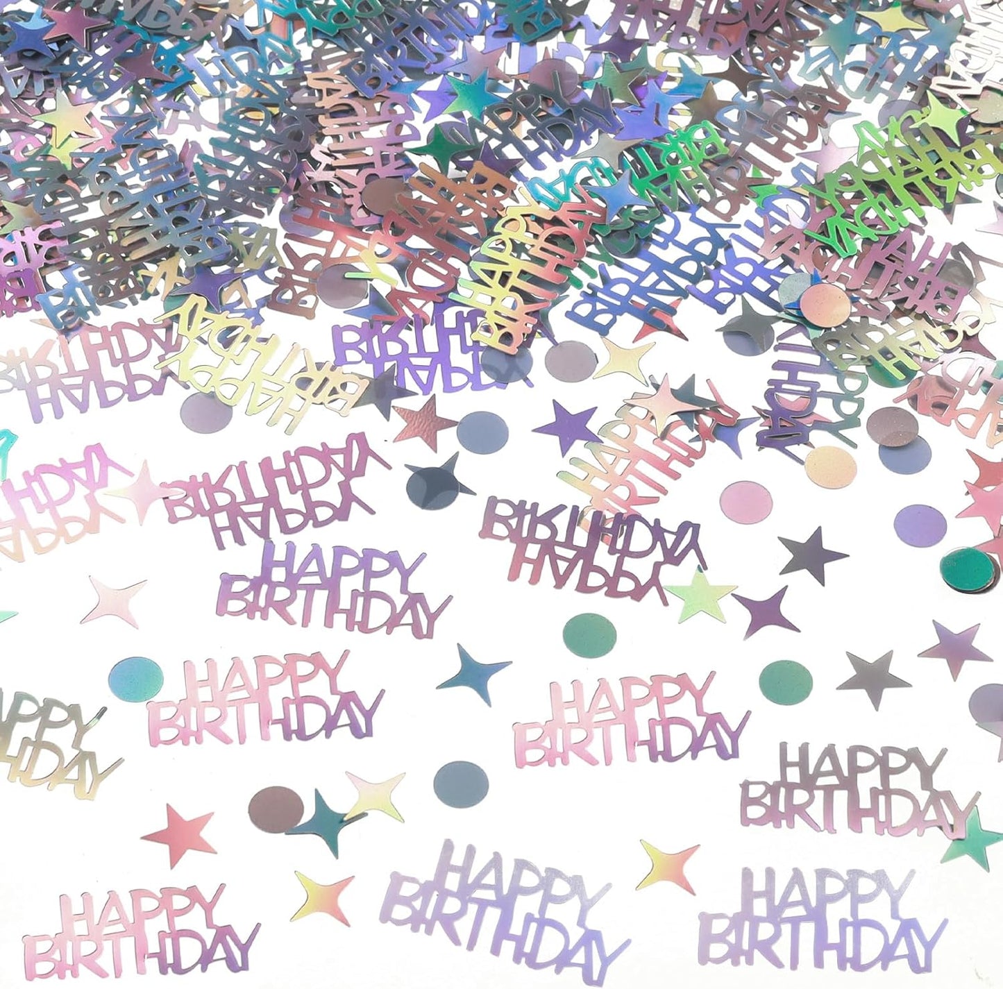 Iridescent Happy Birthday Confetti, 3000 Pcs Birthday Cake Table Metallic Foil Confetti Party Table Decor for Party, Baby Shower, DIY Arts and Crafting