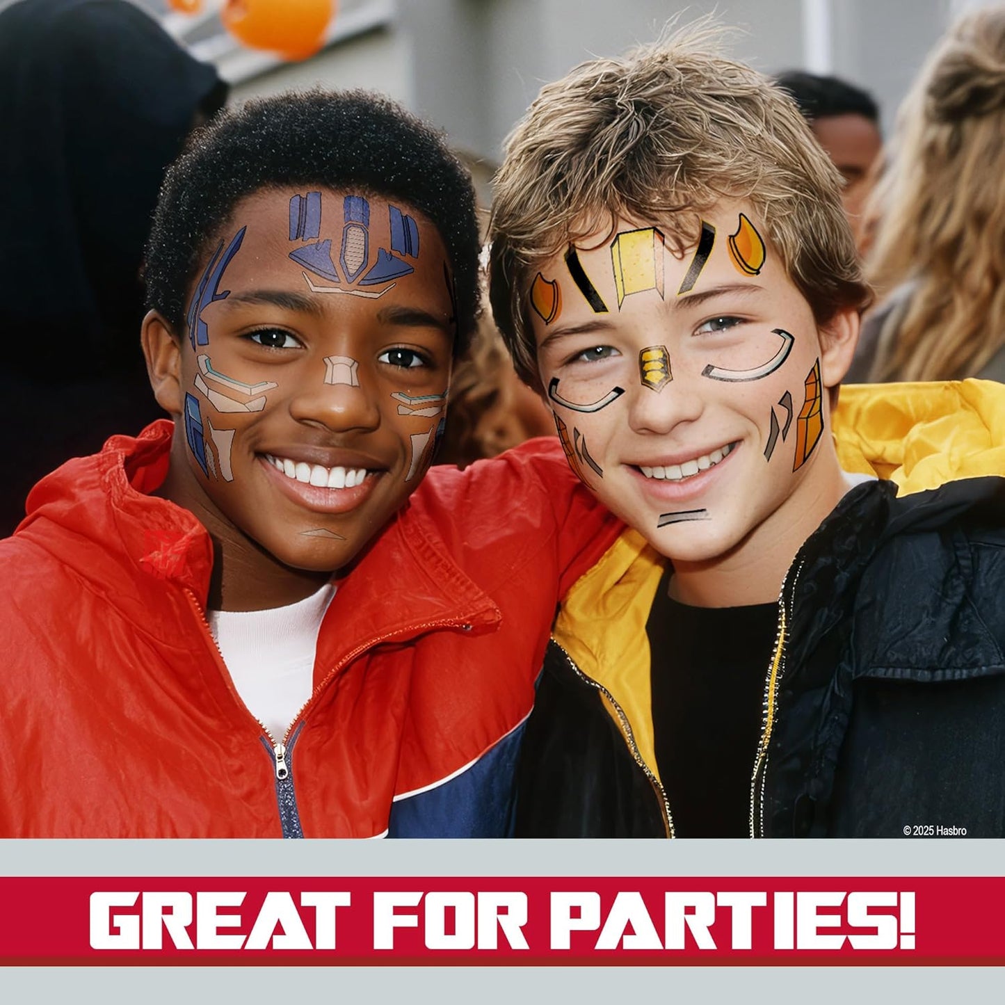 Transformers Costume Face Tattoos – Temporary Tattoo Set for Kids Featuring Optimus Prime, Bumblebee & More, Easy Halloween Costume Accessory, Non-Toxic & Skin-Safe