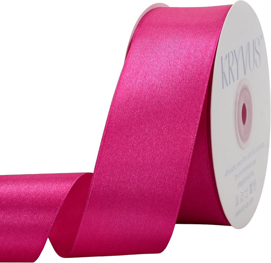 Rose Red Satin Ribbon 1-1/2 inch X Continuous 50 Yards, Single Face Polyester Ribbon Perfect for Gift Wrapping, Flower Bouquet, Wedding Decor, Crafts, Bow Making, Sewing and More