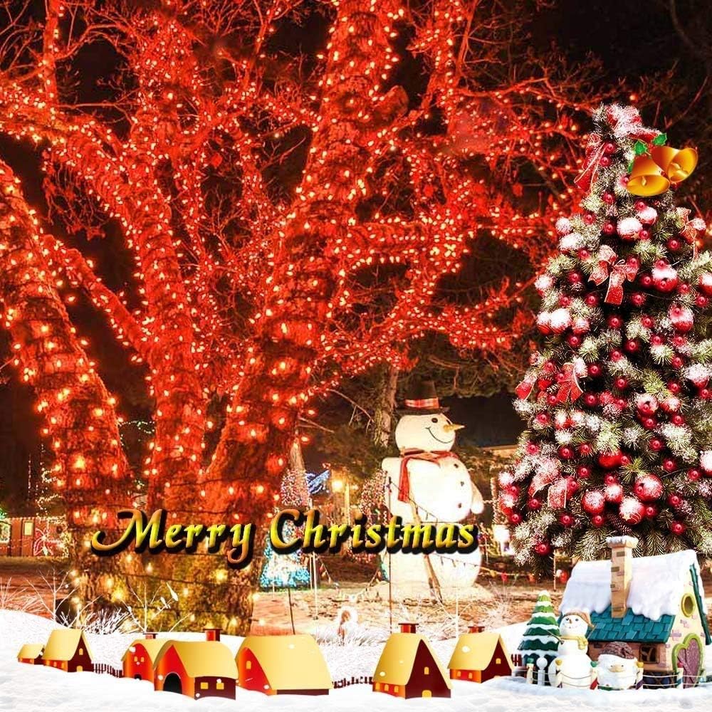 Toodour Solar Christmas Lights Outdoor, 2 Packs Total 144ft 400 LED Solar String Lights with 8 Mode, Outdoor Christmas String Light for Garden, Patio, Fence, Balcony, Xmas Tree Decor - Red