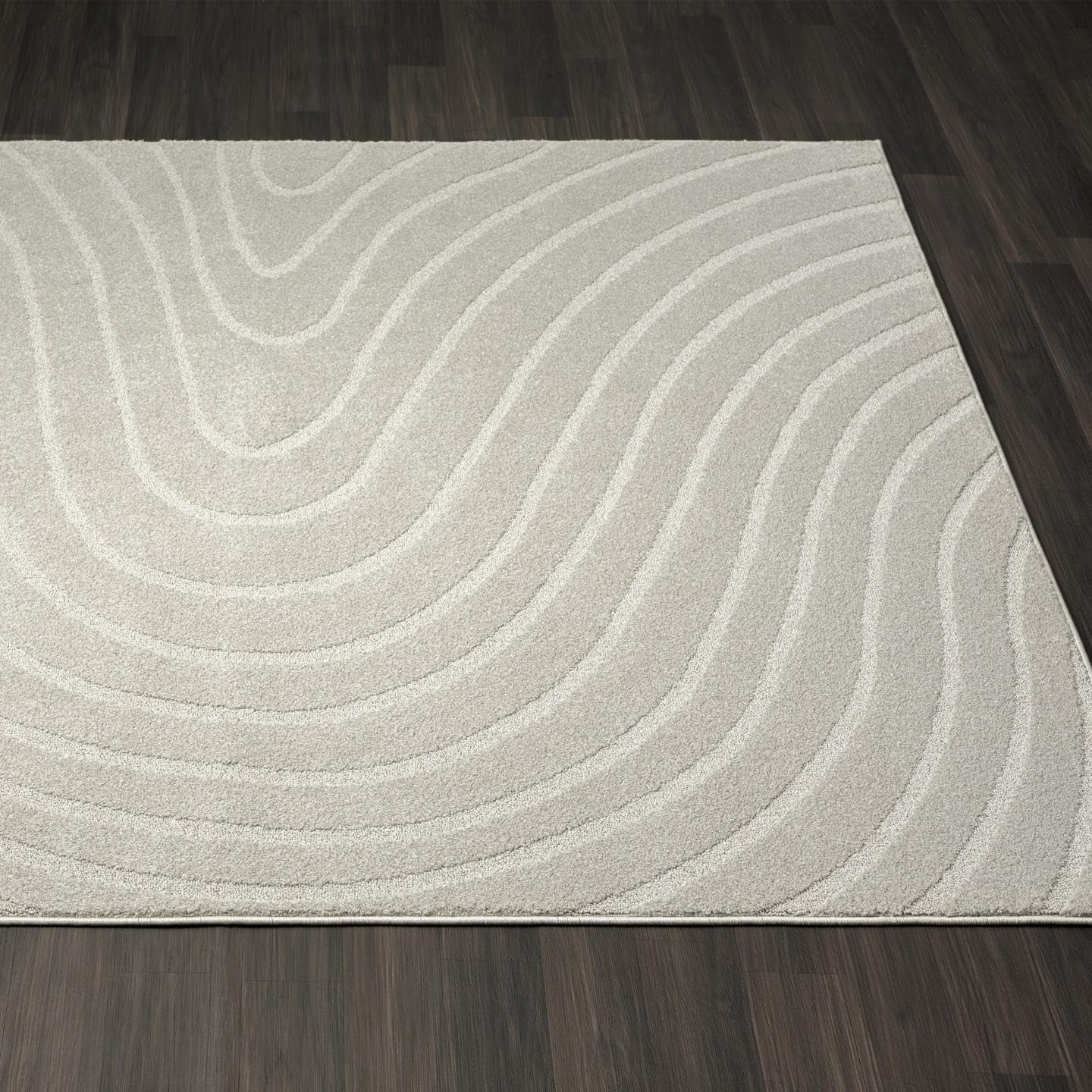LUXE WEAVERS Modern Geometric Wave Gray 4x6 Area Rug
