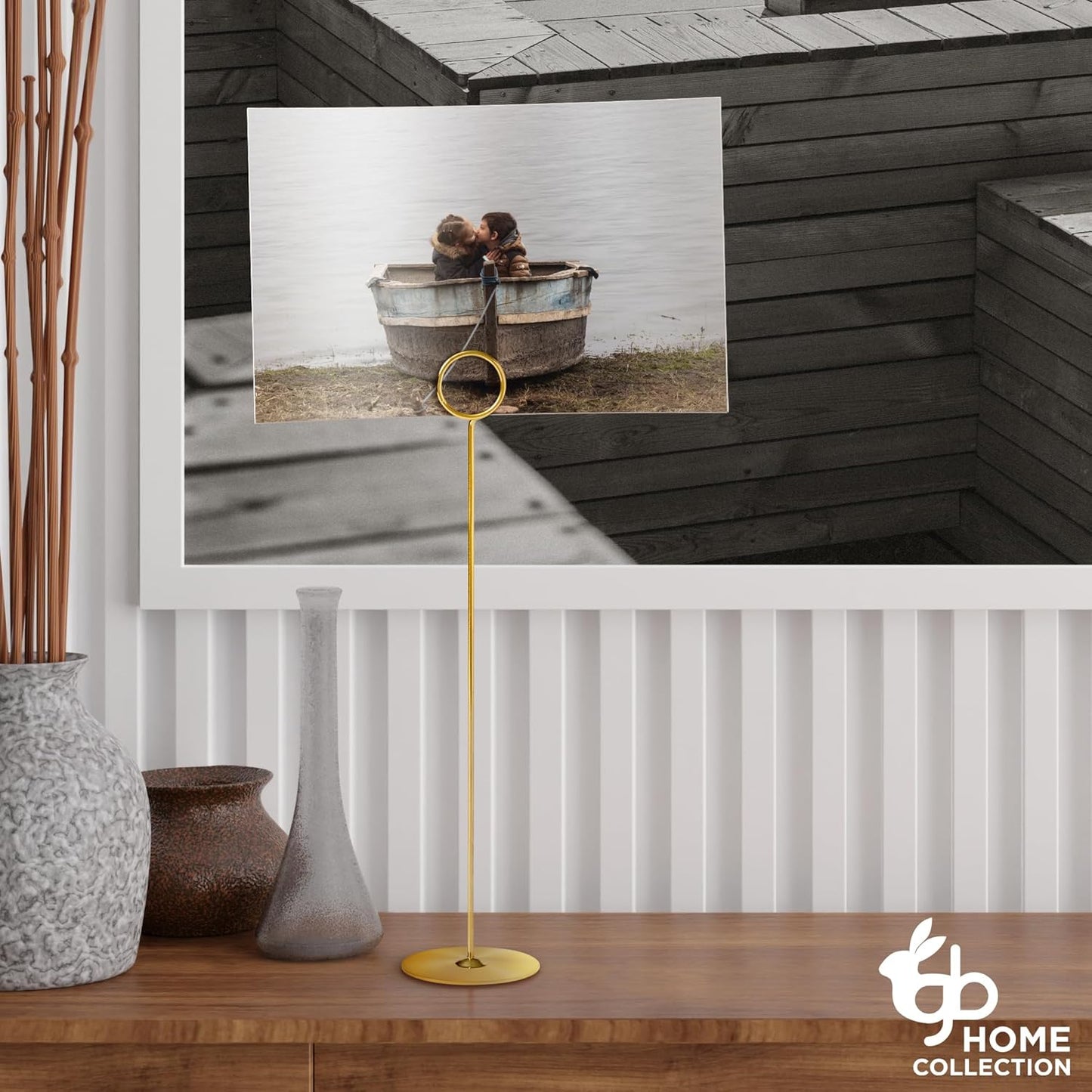 Gray Bunny Metal Table Number Holders, 12 Pack, 12 in Tall, Gold, Card Holders Tabletop Table Number Stands, Wire Clip for Restaurants Recipe Place Card Signs, Weddings, Banquets, Pictures