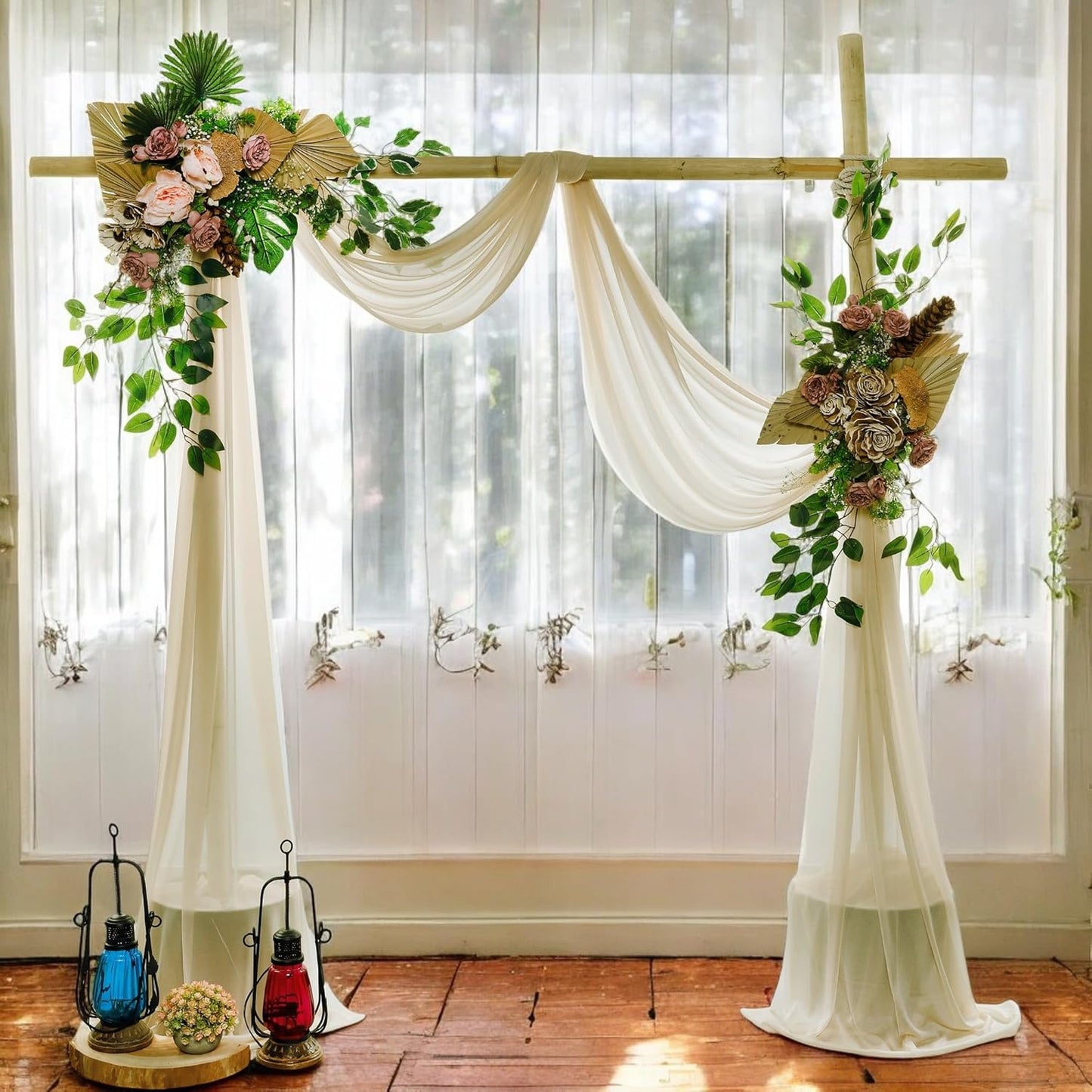 MDS Halloween Chiffon Draping Fabric - 1 Panel, 30" Wide x 75ft Long - Sheer Spooky Arbor & Canopy Drapery for Haunted House Backdrops, Party Ceilings, DIY Costumes & Themed Events - Champagne Gold