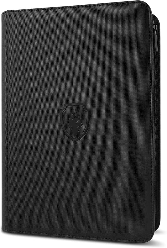 Premium Zip Card Binder, Fabmaker 9 Pocket Trading Card Binder, PU Cover Zipper Card Collection Album, Sturdy 360 Side-Loading Card Folder Holder for MTG, TCG, Game Cards, Sports Cards, Black